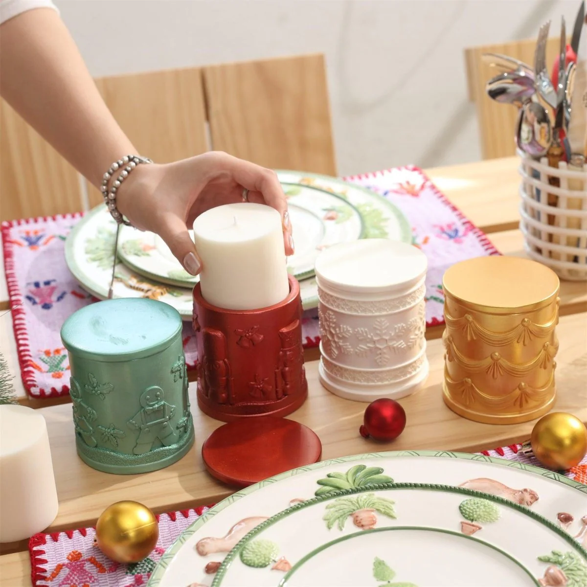 Large Joyful Christmas Tales Candle Jar Silicone Mold & 6.5oz Refill Silicone Mold Collection - Image 9