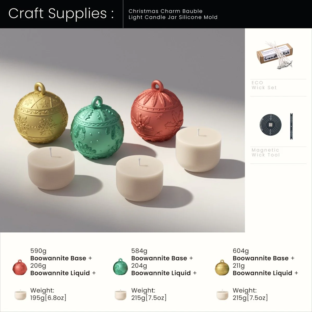 Christmas Charm Bauble Light Candle Jar Silicone Mold - Image 10