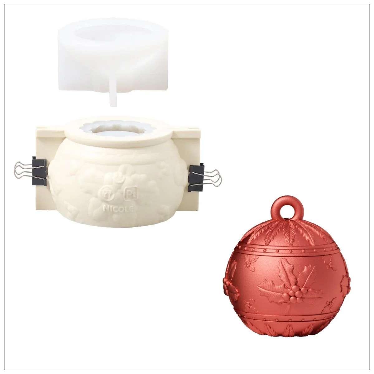 Christmas Charm Bauble Light Candle Jar Silicone Mold - Image 12