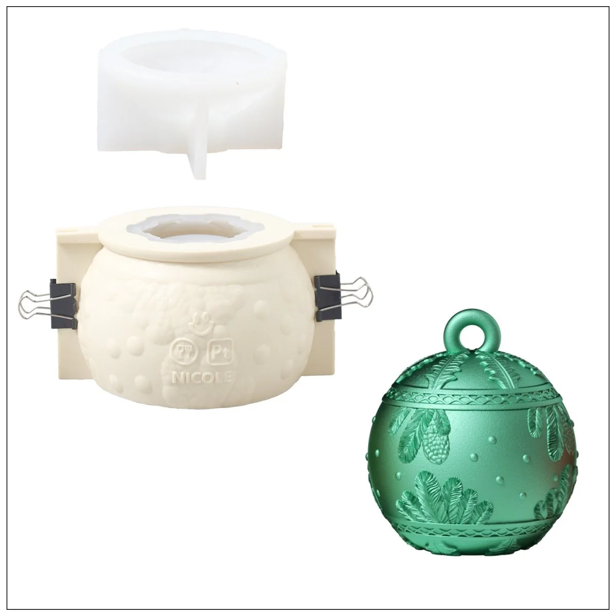 Christmas Charm Bauble Light Candle Jar Silicone Mold - Image 13