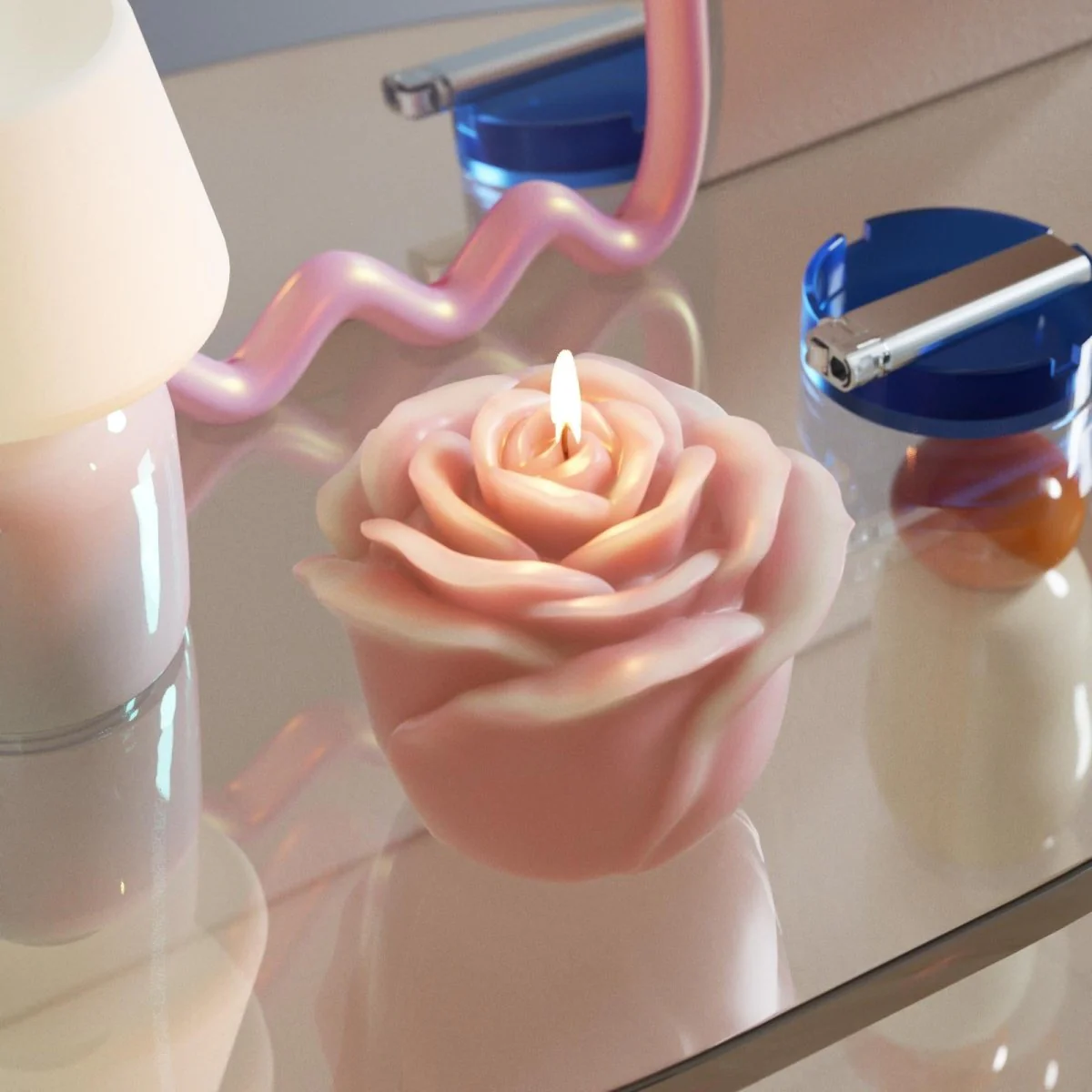 Large Rose Bloom Candle Silicone Mold - Image 3
