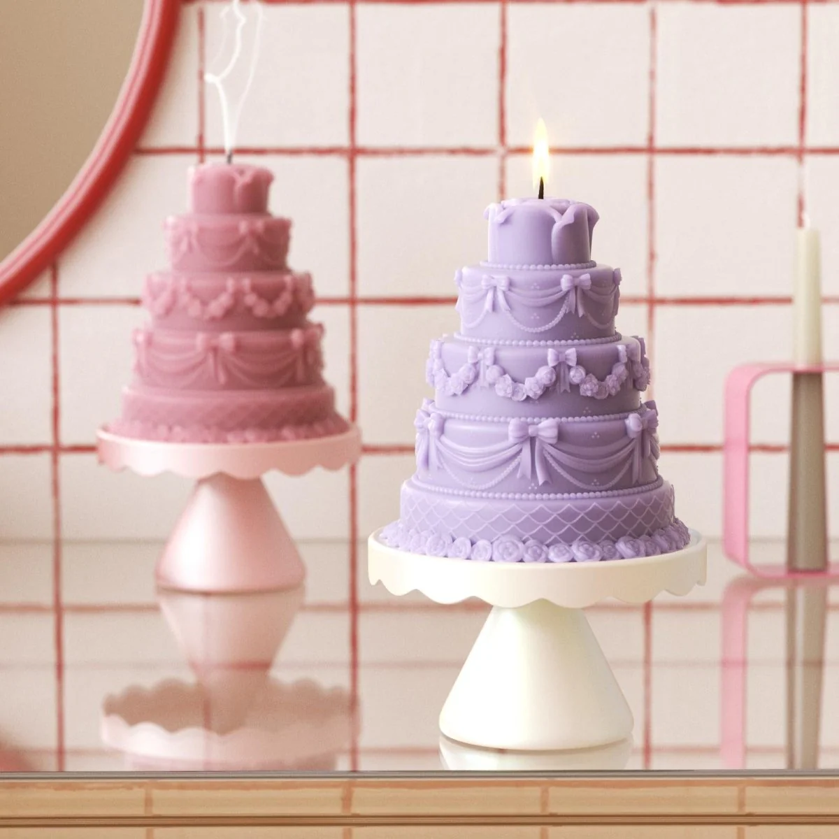 Four-tiered Large Flower & Bow Wedding Cake Candle Silicone Mold - Image 4