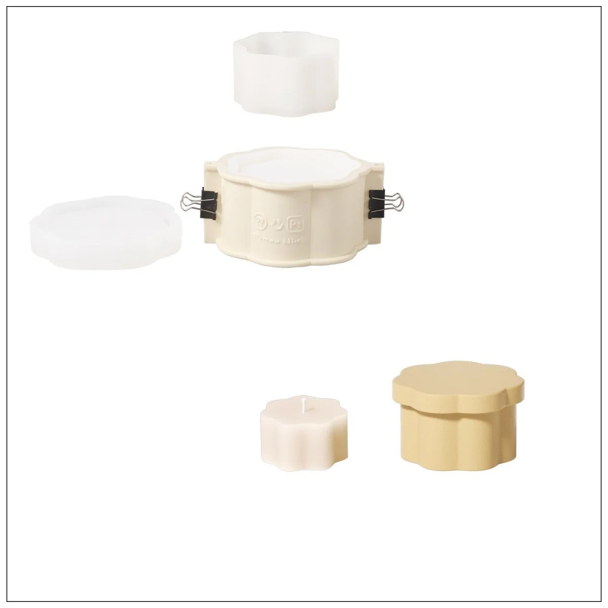 Mini Floral Column Candle Candle Jar with 10oz Candle Refill Silicone Mold - Image 13