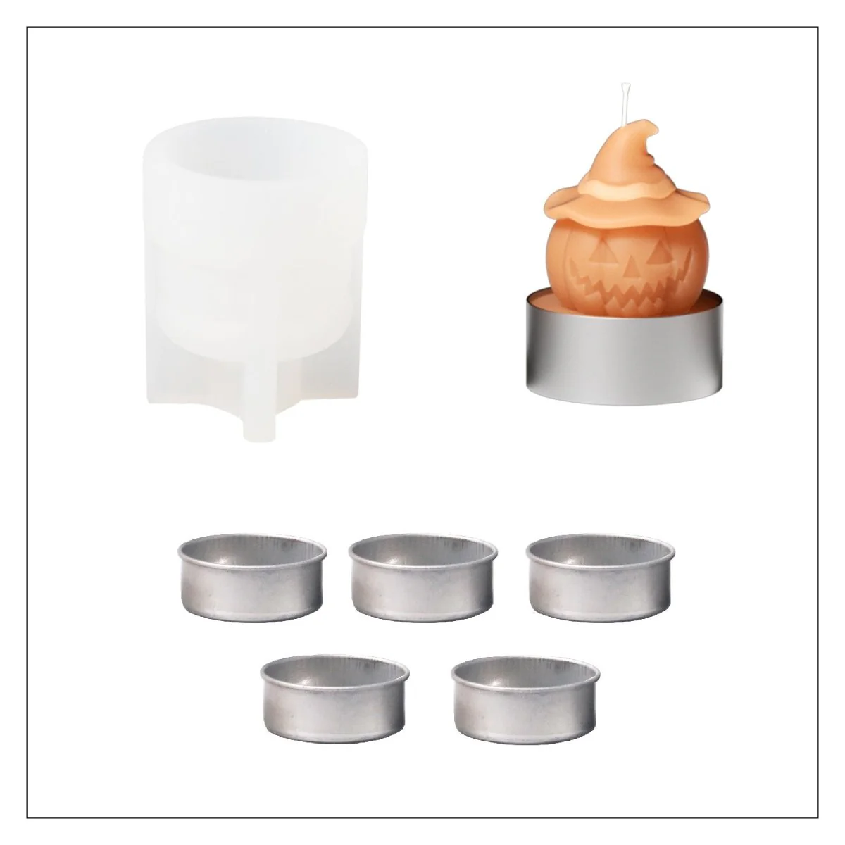 Witch's Hat - Spooky Smile Pumpkin Tealight Candle Silicone Mold Collection for Halloween - Image 11