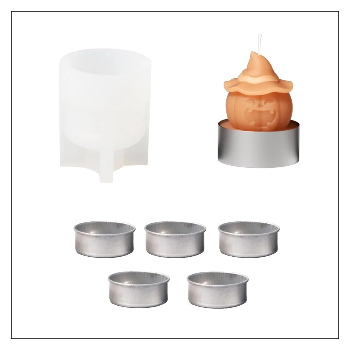 Witch's Hat - Spooky Smile Pumpkin Tealight Candle Silicone Mold Collection for Halloween - Image 12