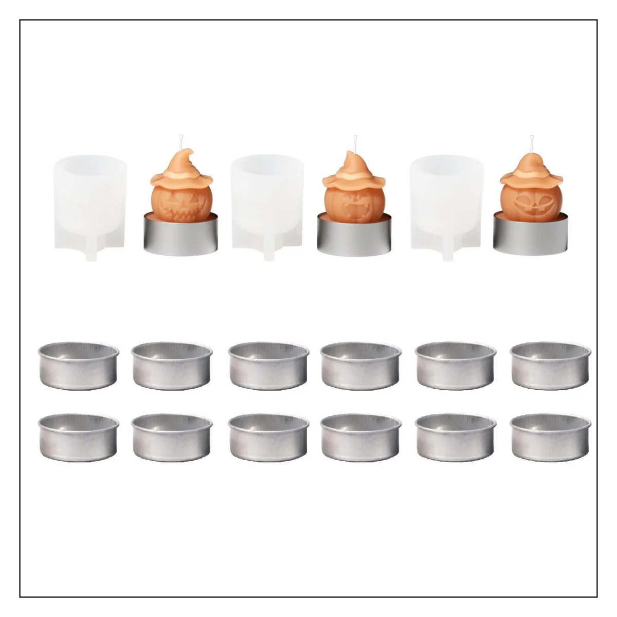 Witch's Hat - Spooky Smile Pumpkin Tealight Candle Silicone Mold Collection for Halloween - Image 14