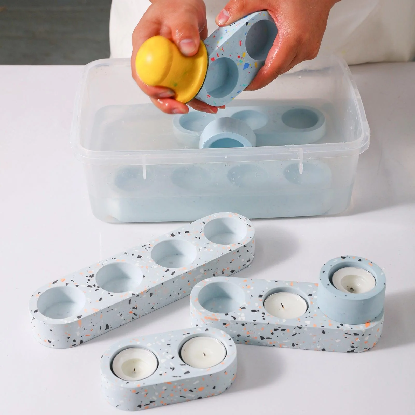 Multi-Cavity Tealight Candle Holder Combo Silicone Mold - Image 3