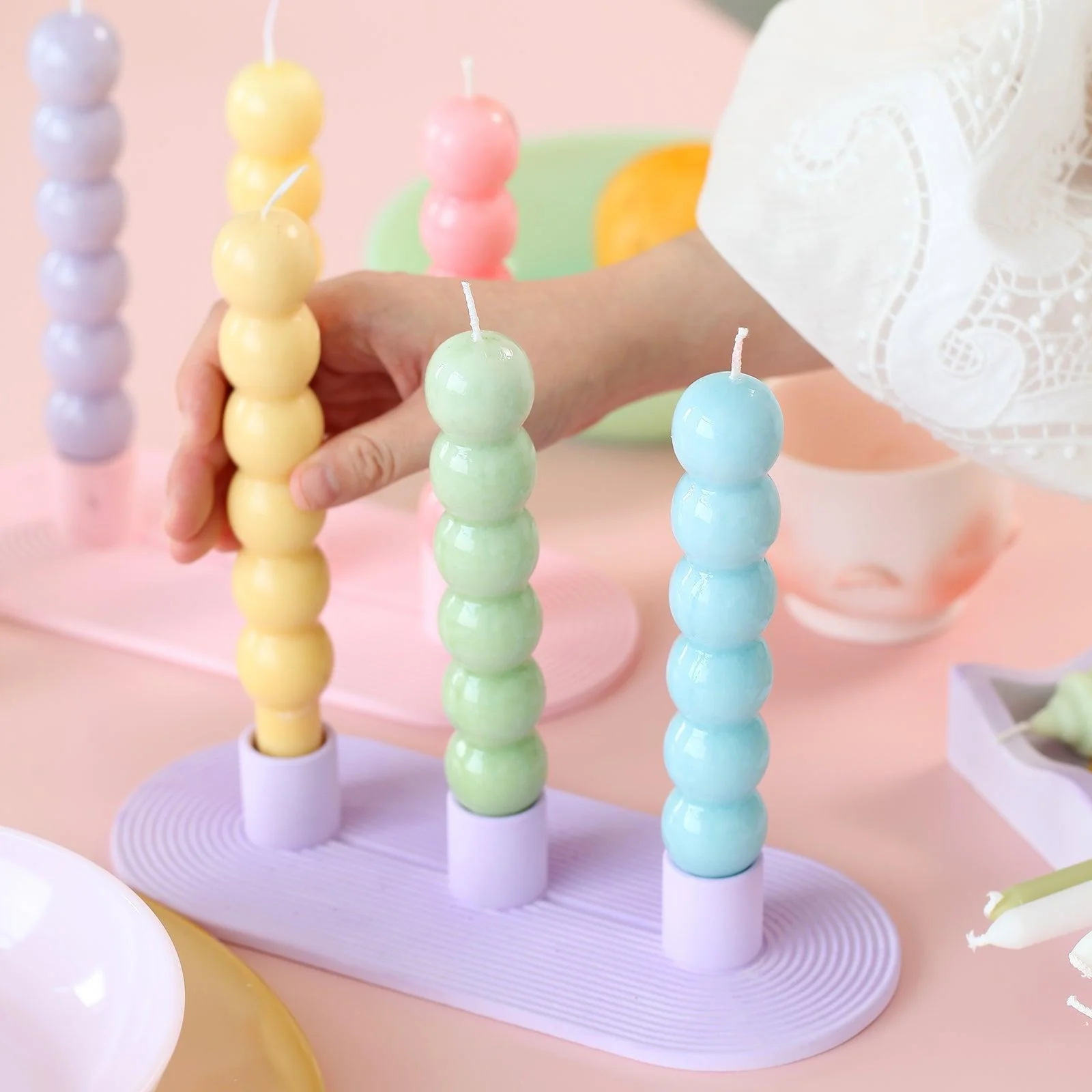 Beaded Spiral Taper Candle Silicone Mold - Image 4