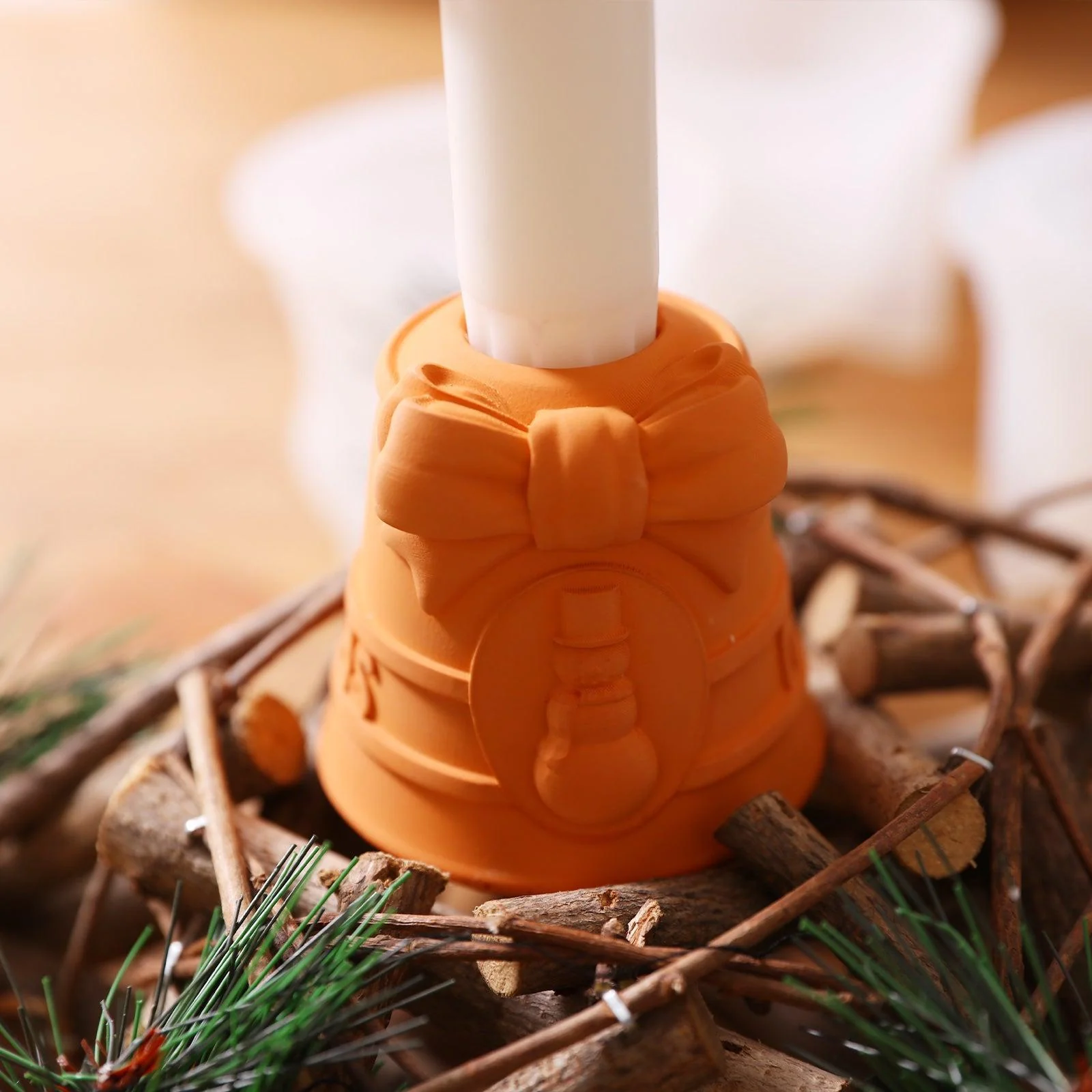 Snowman Christmas Bell Taper Candle Holder Silicone Mold - Image 5