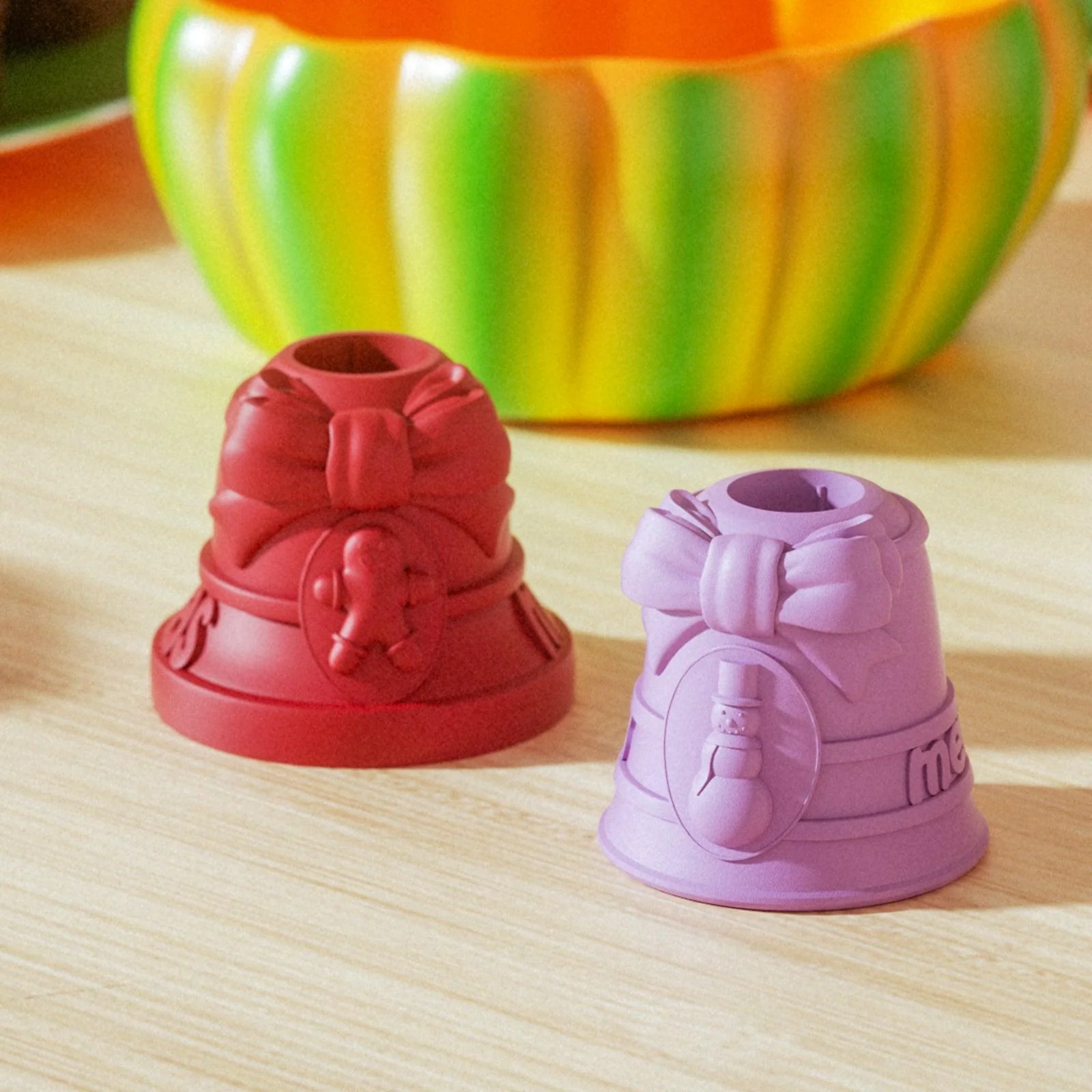 Snowman Christmas Bell Taper Candle Holder Silicone Mold - Image 7