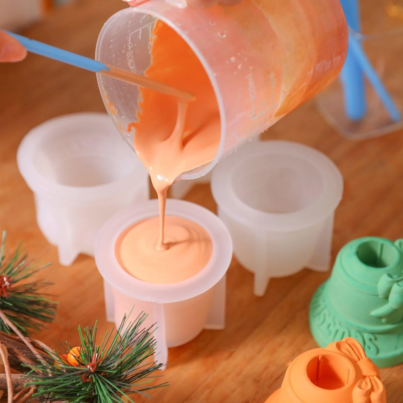 Gingerbread Man Christmas Bell Taper Candle Holder Silicone Mold - Image 3