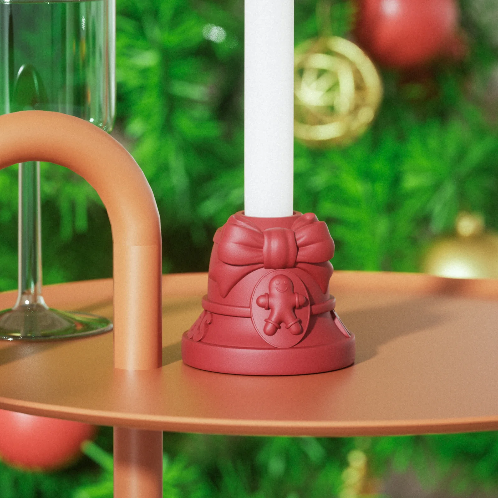 Gingerbread Man Christmas Bell Taper Candle Holder Silicone Mold - Image 6