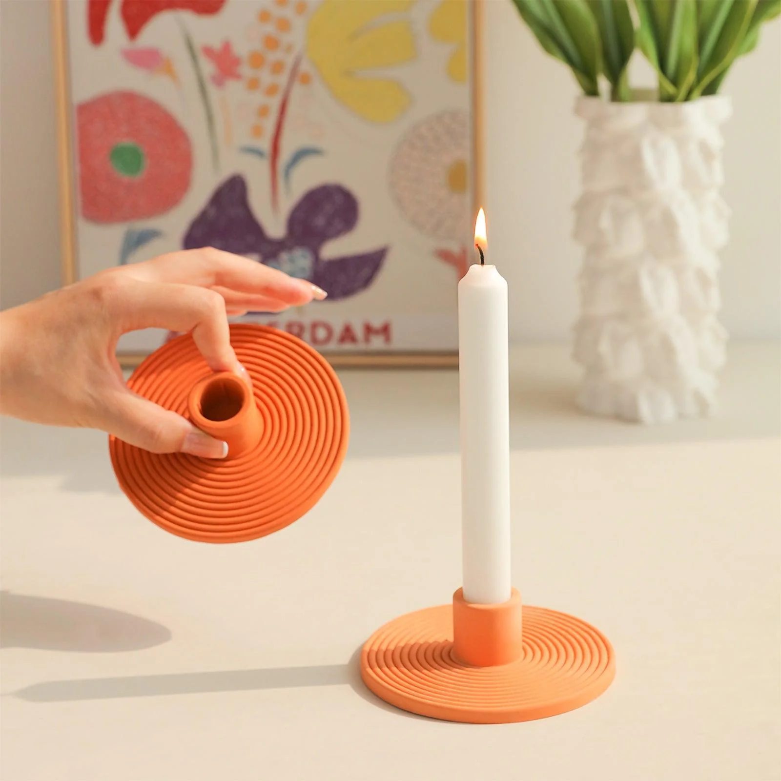 Round Taper Candle Holder Silicone Mold - Image 3