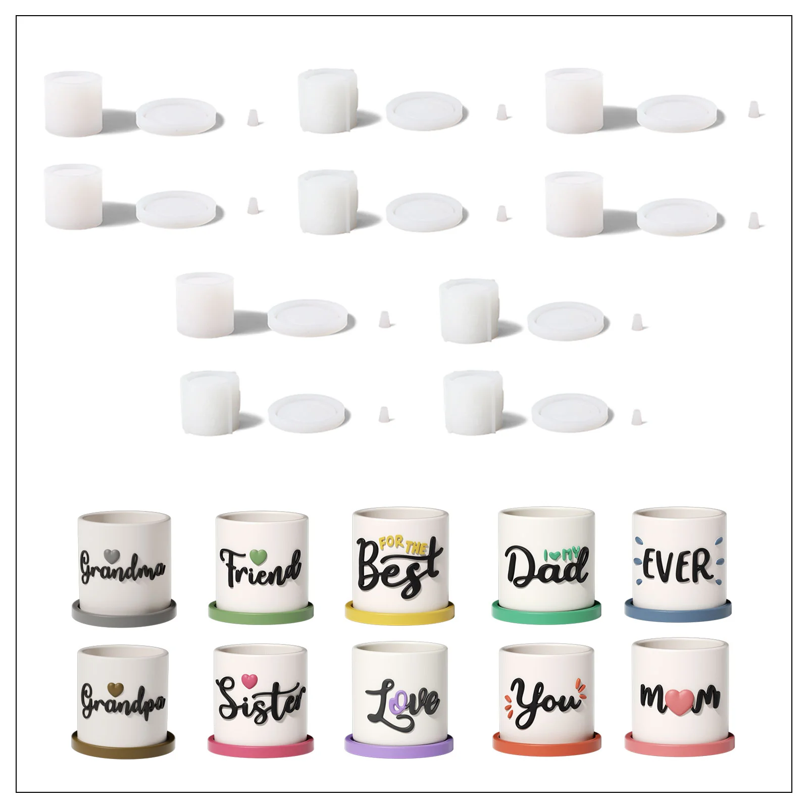 Let Love Grow Plant Pot & Tray Silicone Mold Collection - Image 22