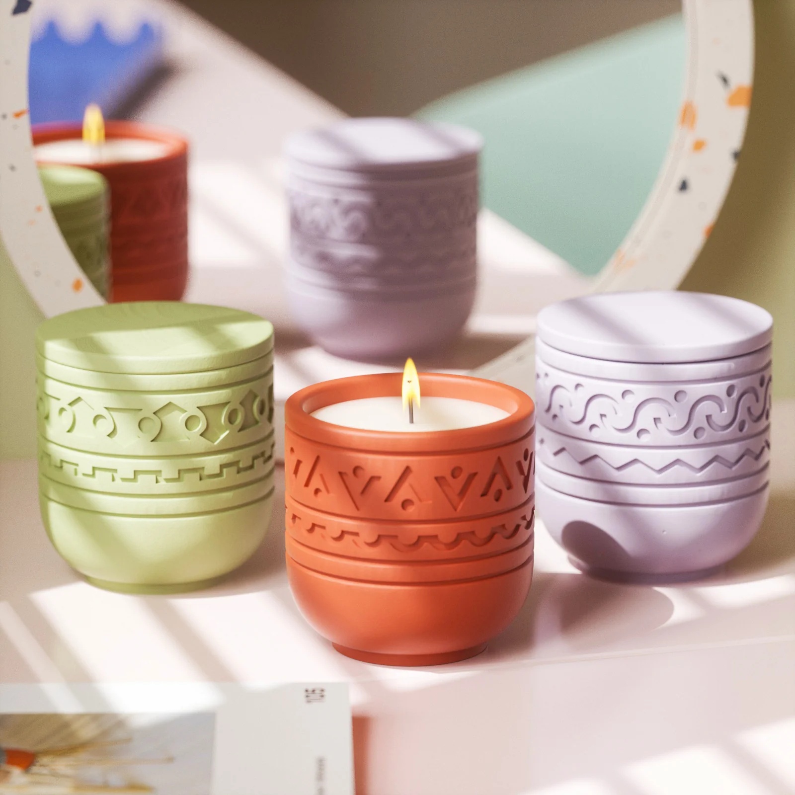 Arrow Pattern Totem Candle Jar Silicone Mold - Image 7