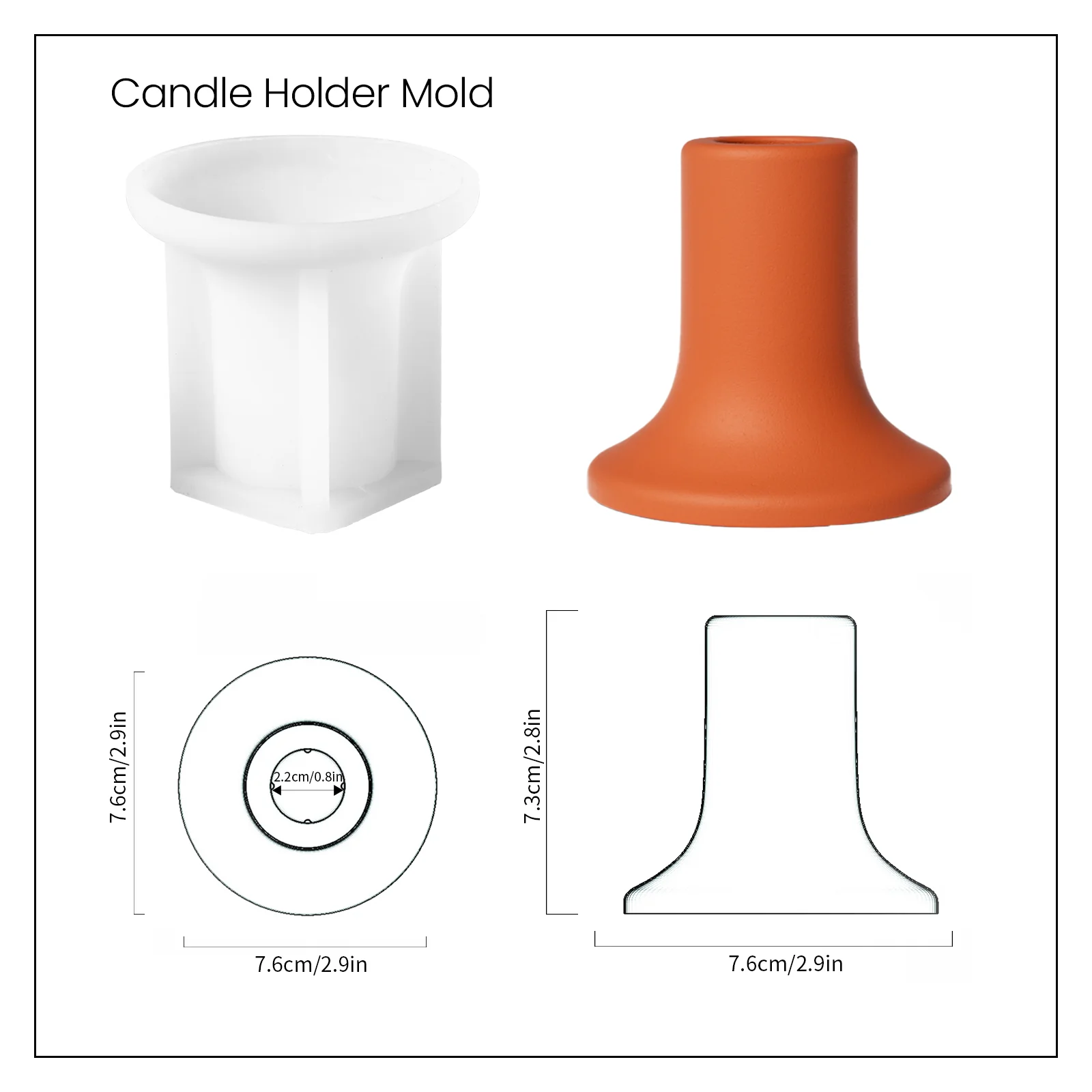 A Set of Two Round Taper Candle Holder Silicone Mold - Image 10