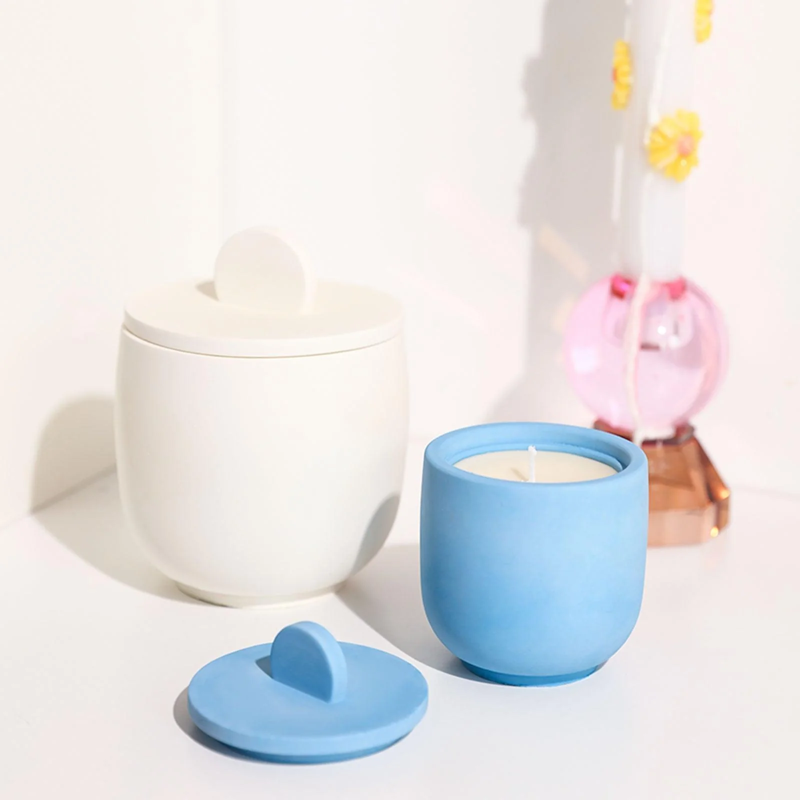 Simple Style Candle Jar with Lids Silicone Mold - Image 5