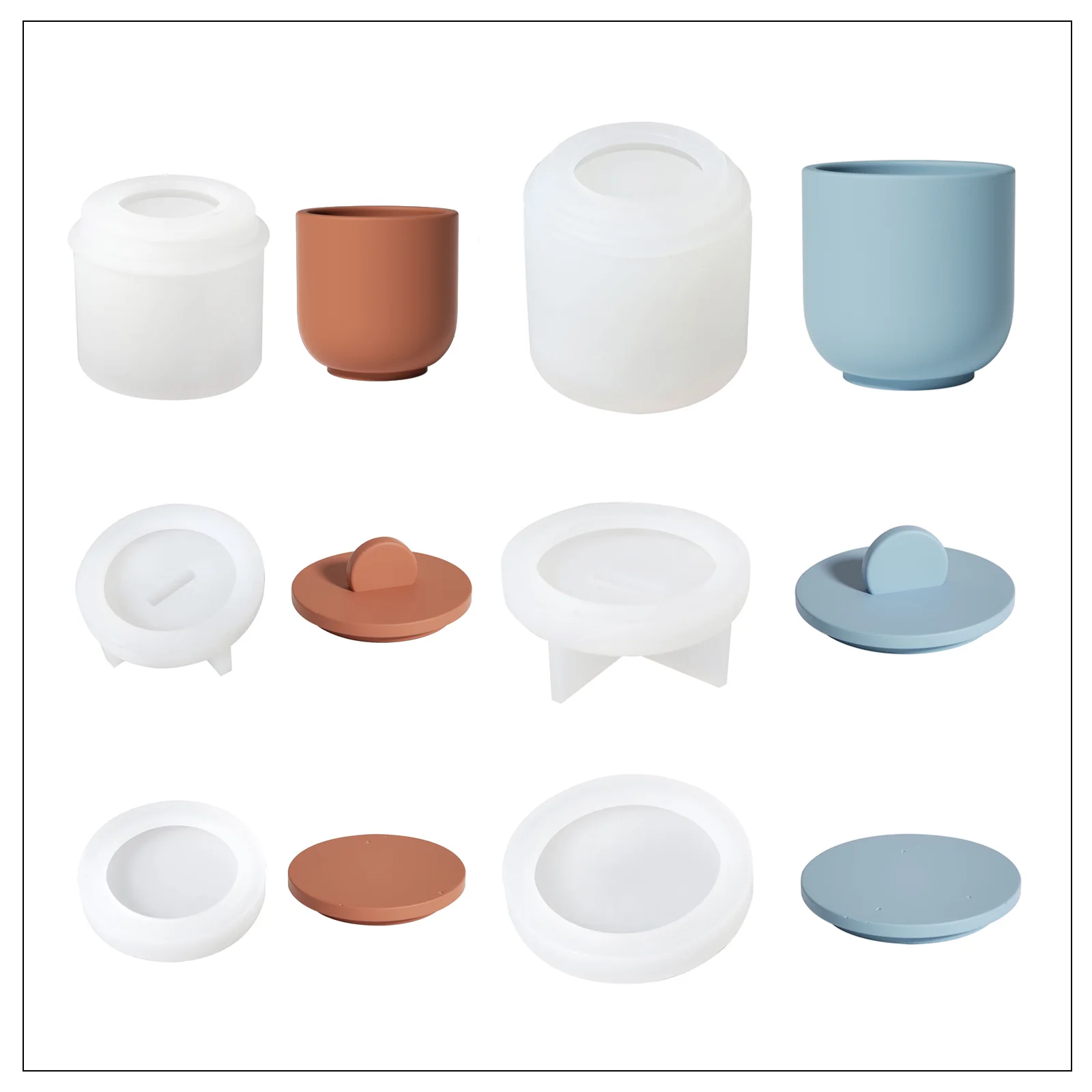 Simple Style Candle Jar with Lids Silicone Mold - Image 8