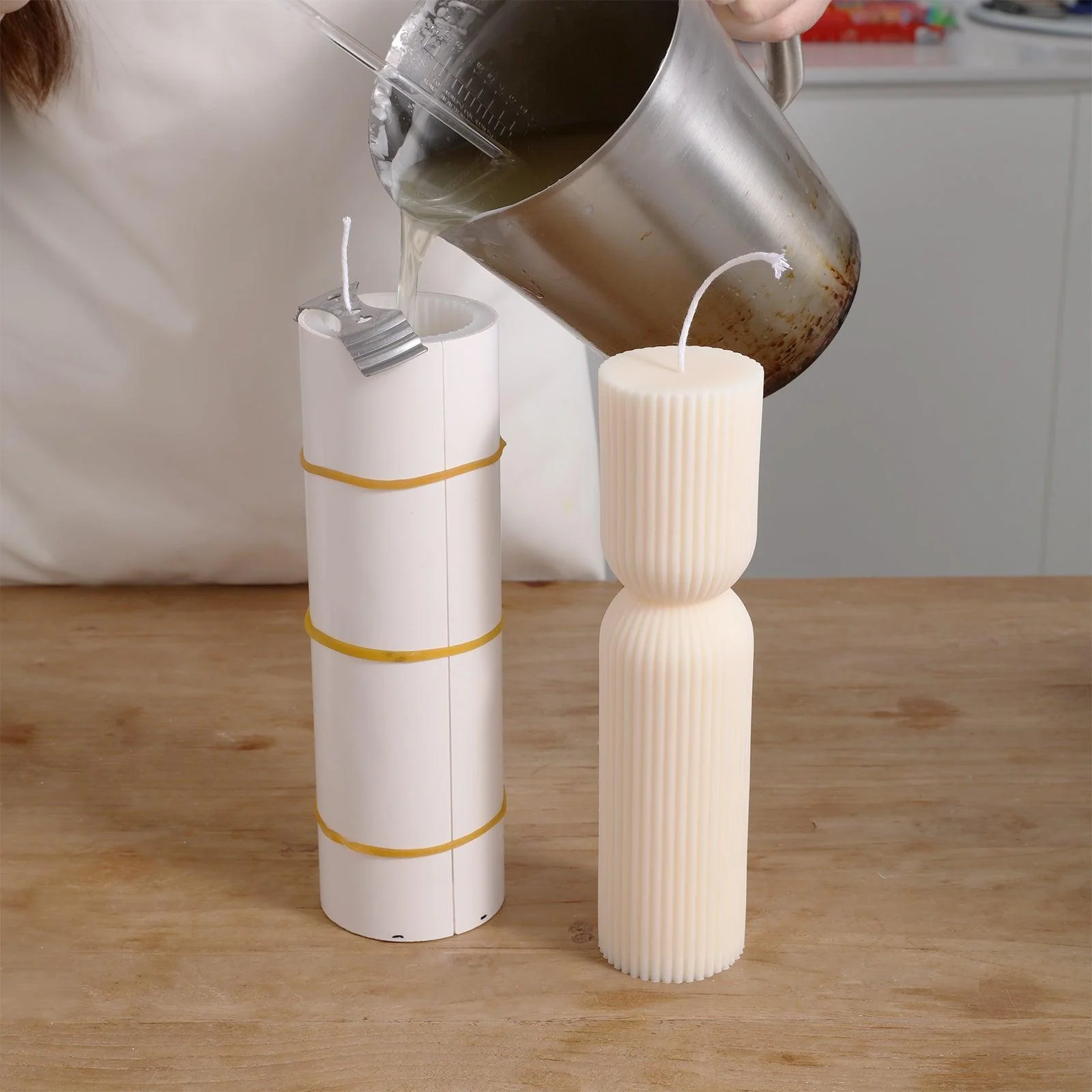 Ribbed Pillar Candle Silicone Mold - Image 3