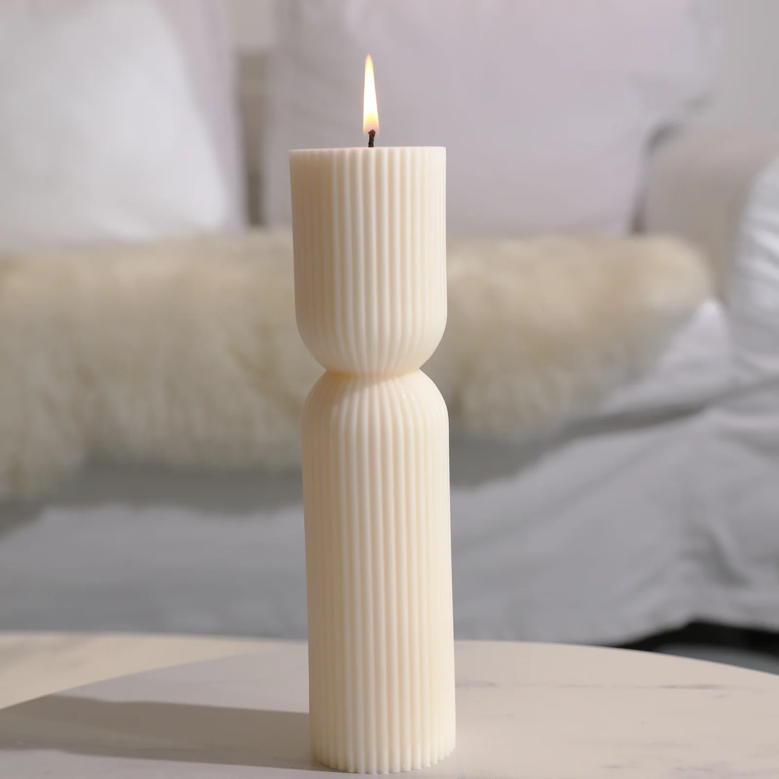 Ribbed Pillar Candle Silicone Mold - Image 4