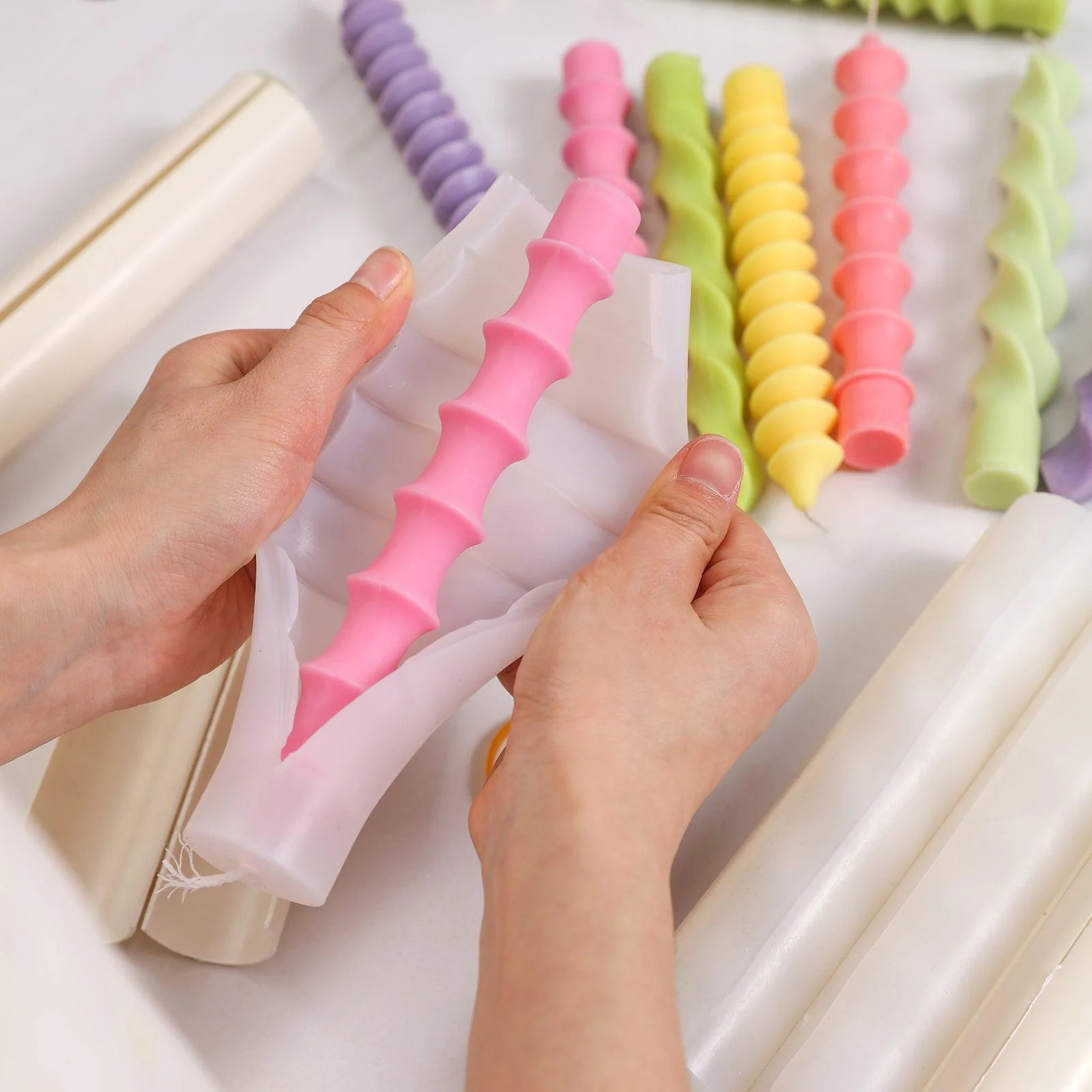 Bamboo Shaped Spiral Taper Candle Silicone Mould - Image 3