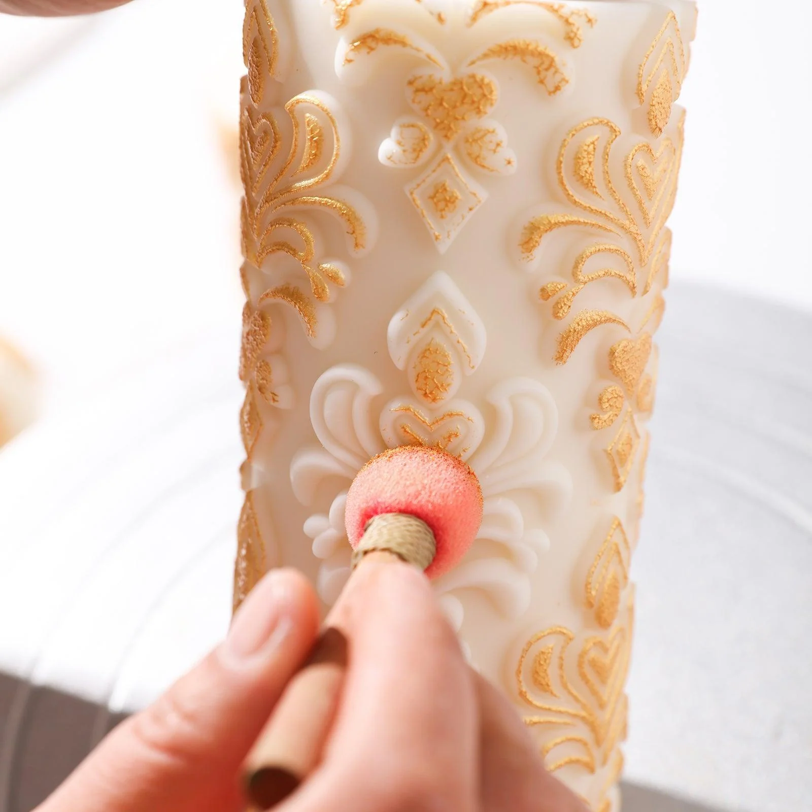 Tall Elegance Patterned Relief Pillar Candle Silicone Mold - Image 3