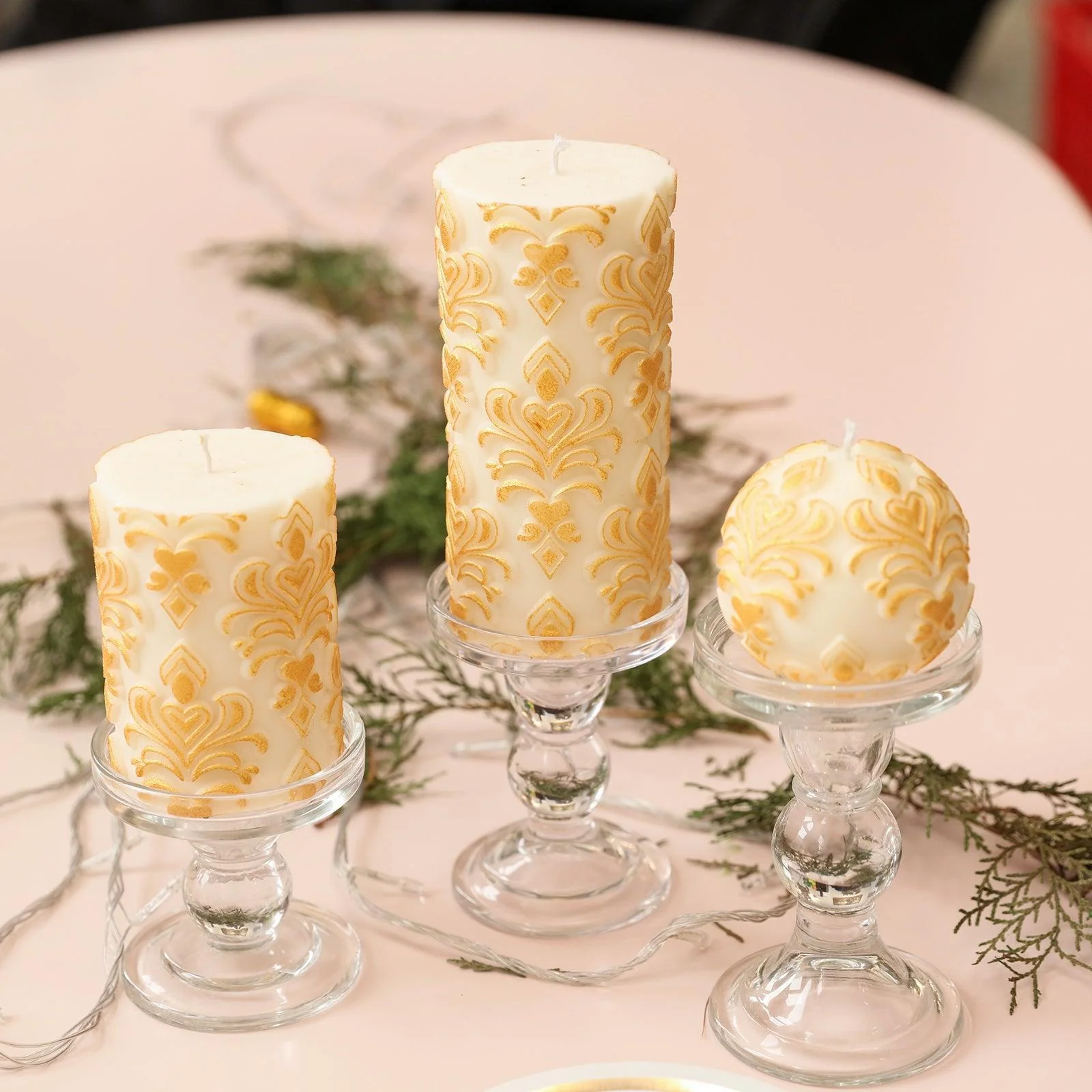 Tall Elegance Patterned Relief Pillar Candle Silicone Mold - Image 7