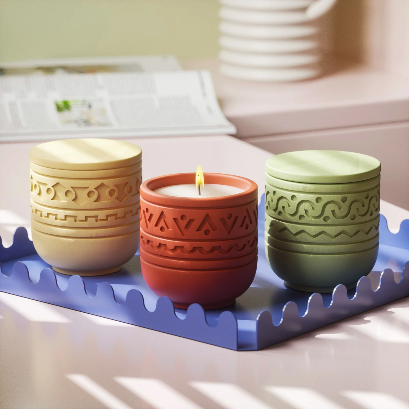 Triangle Pattern Totems Candle Jar Silicone Mold - Image 7