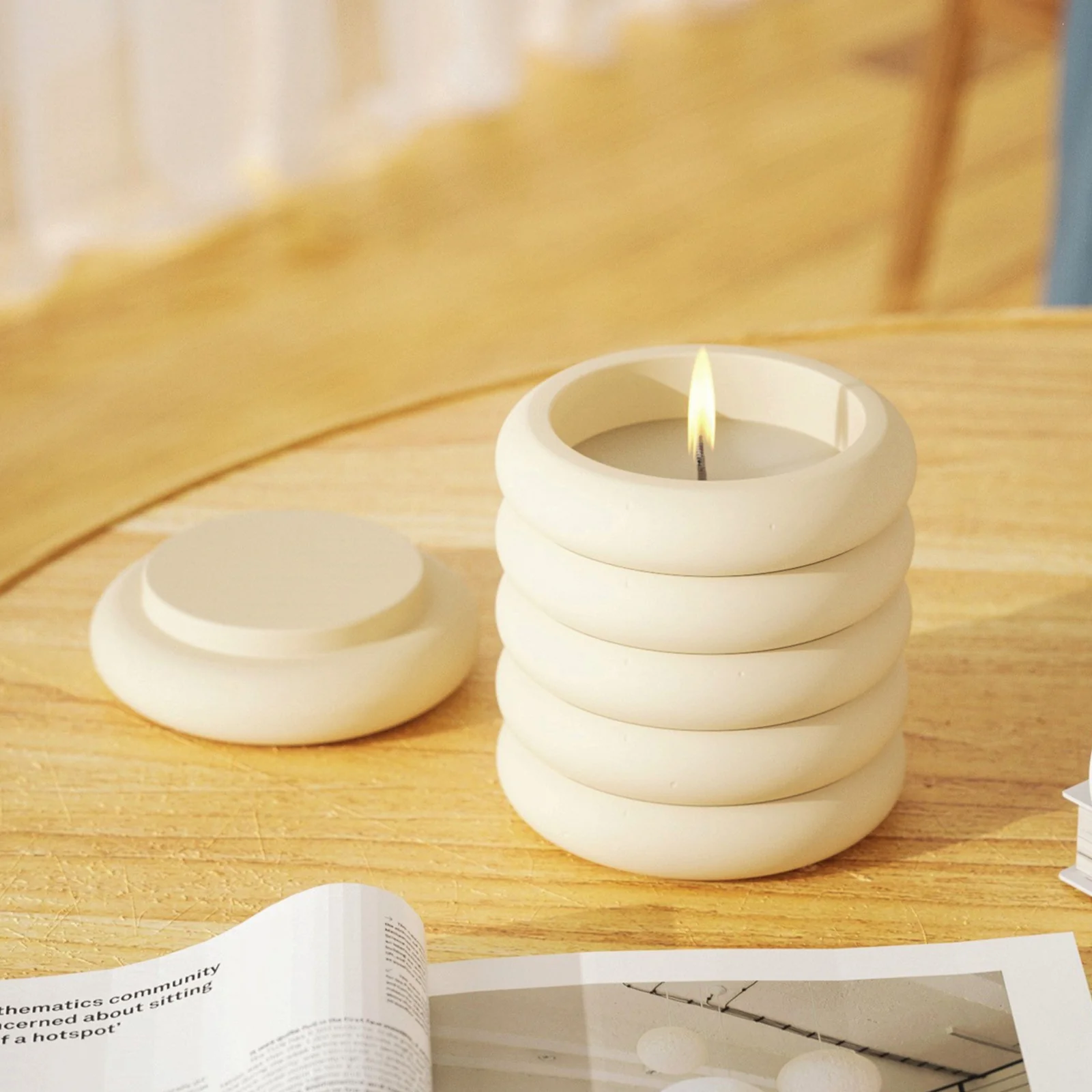 Concrete Candle Jar with Lid Silicone Mold - Image 4