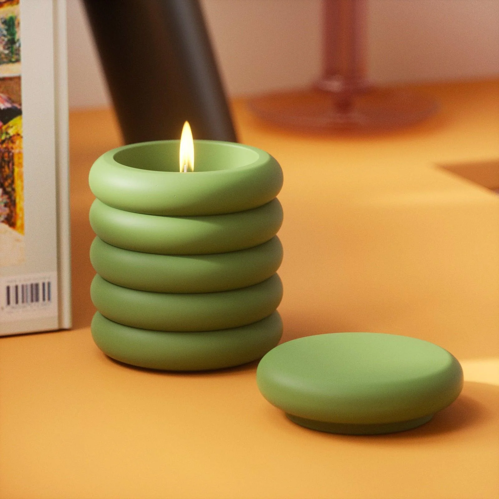 Concrete Candle Jar with Lid Silicone Mold - Image 5