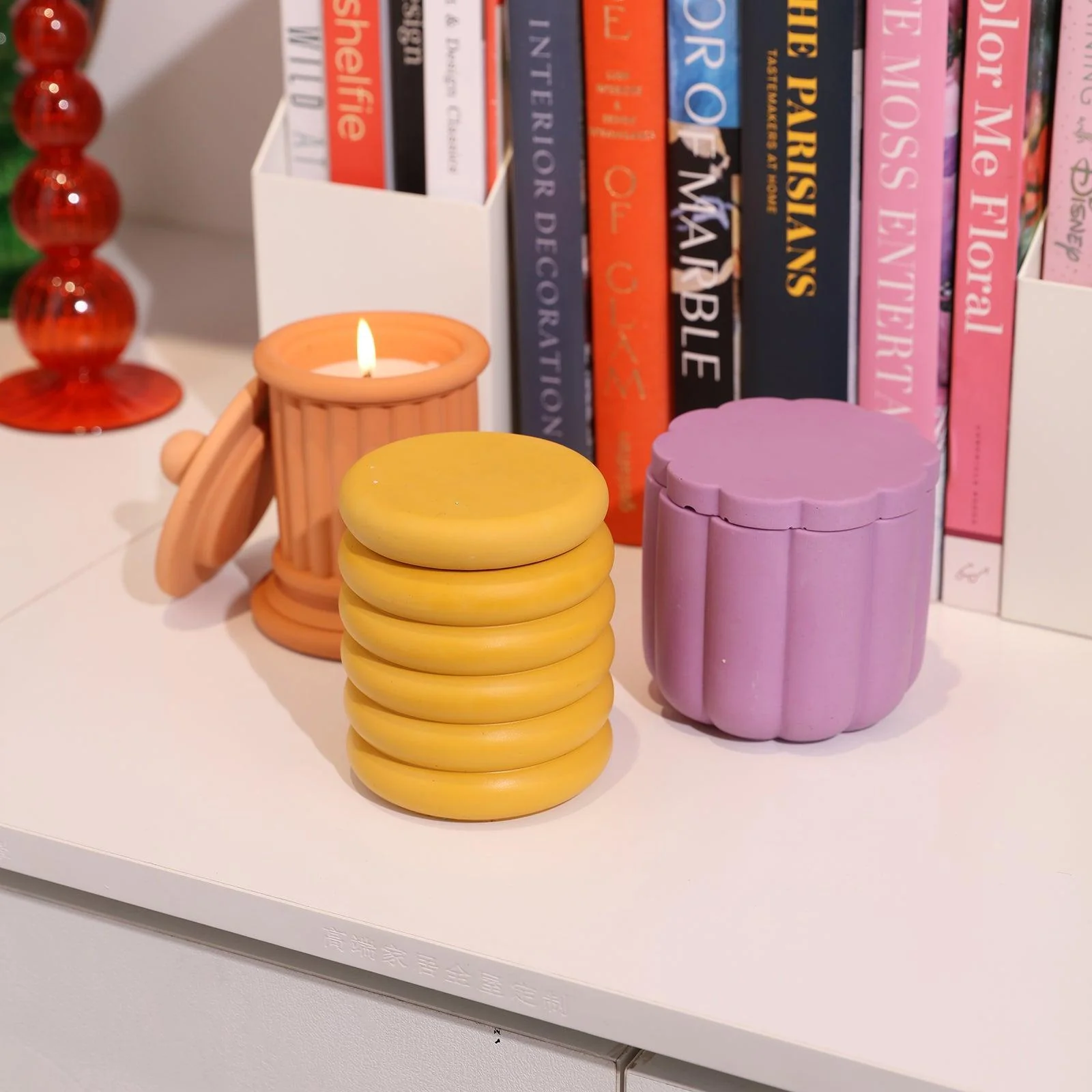Concrete Candle Jar with Lid Silicone Mold - Image 7