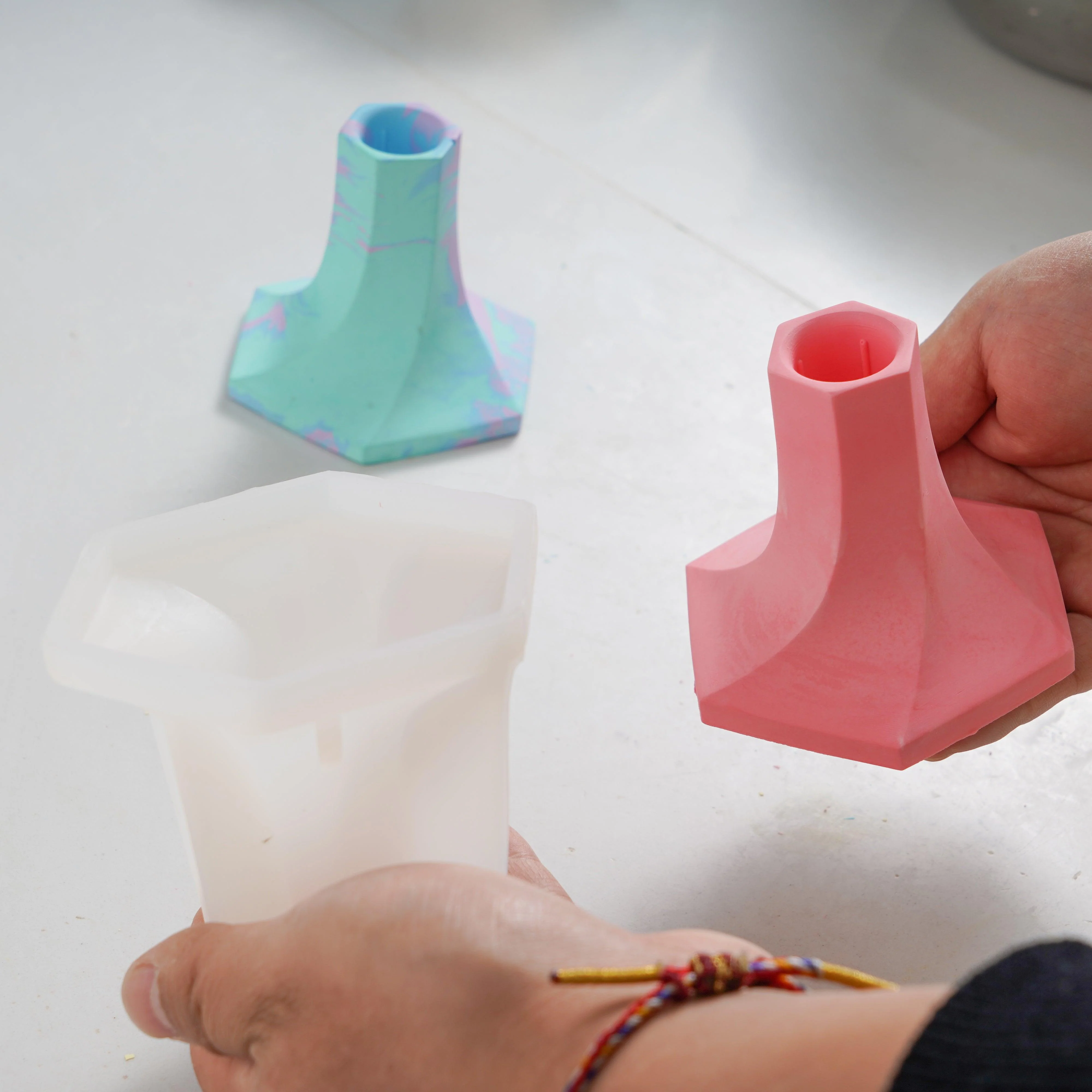 Geometric Taper Candle Holder Silicone Molds - Medium Sized - Image 3