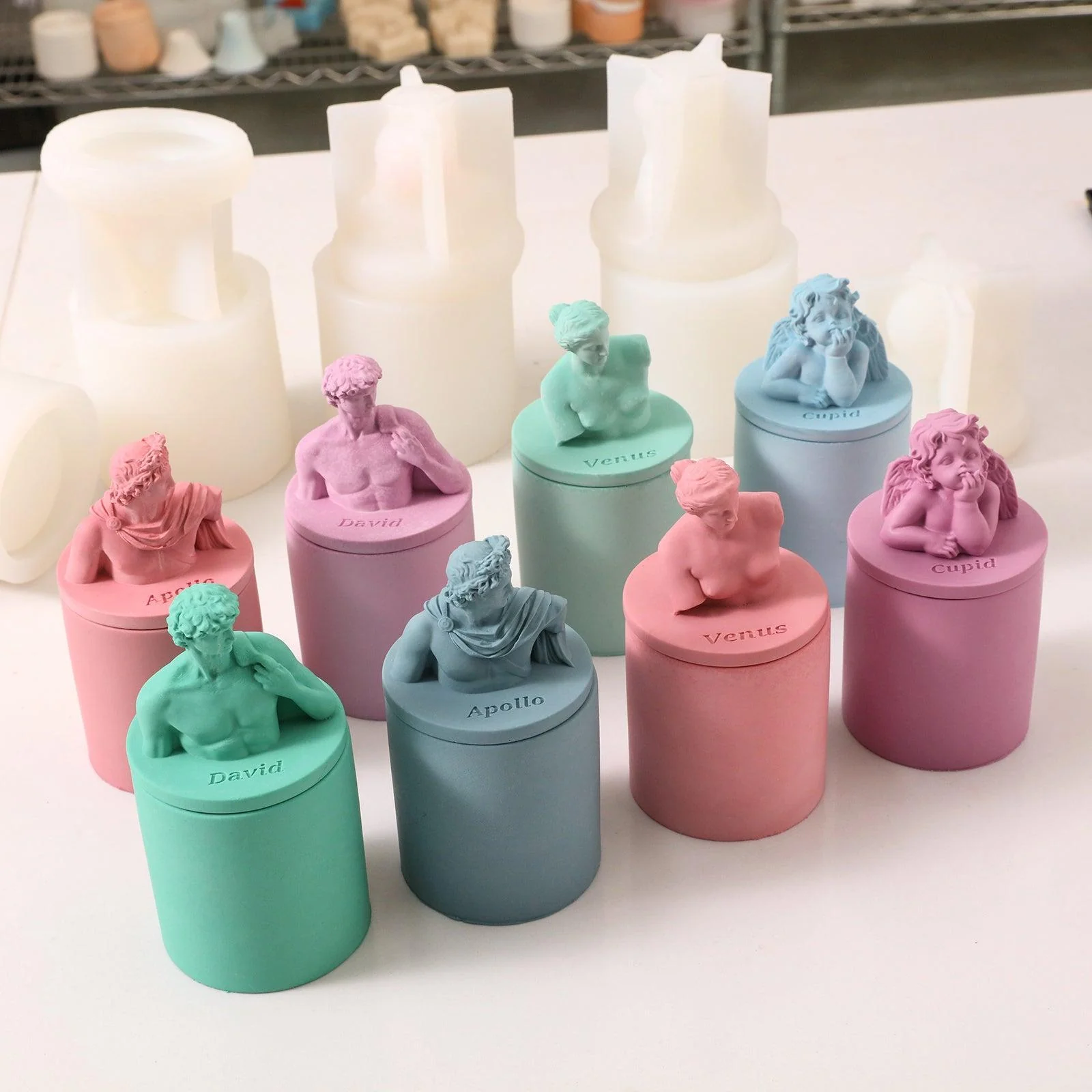 Mythology Sculptures Candle Jar with Lid Silicone Mold - Image 5