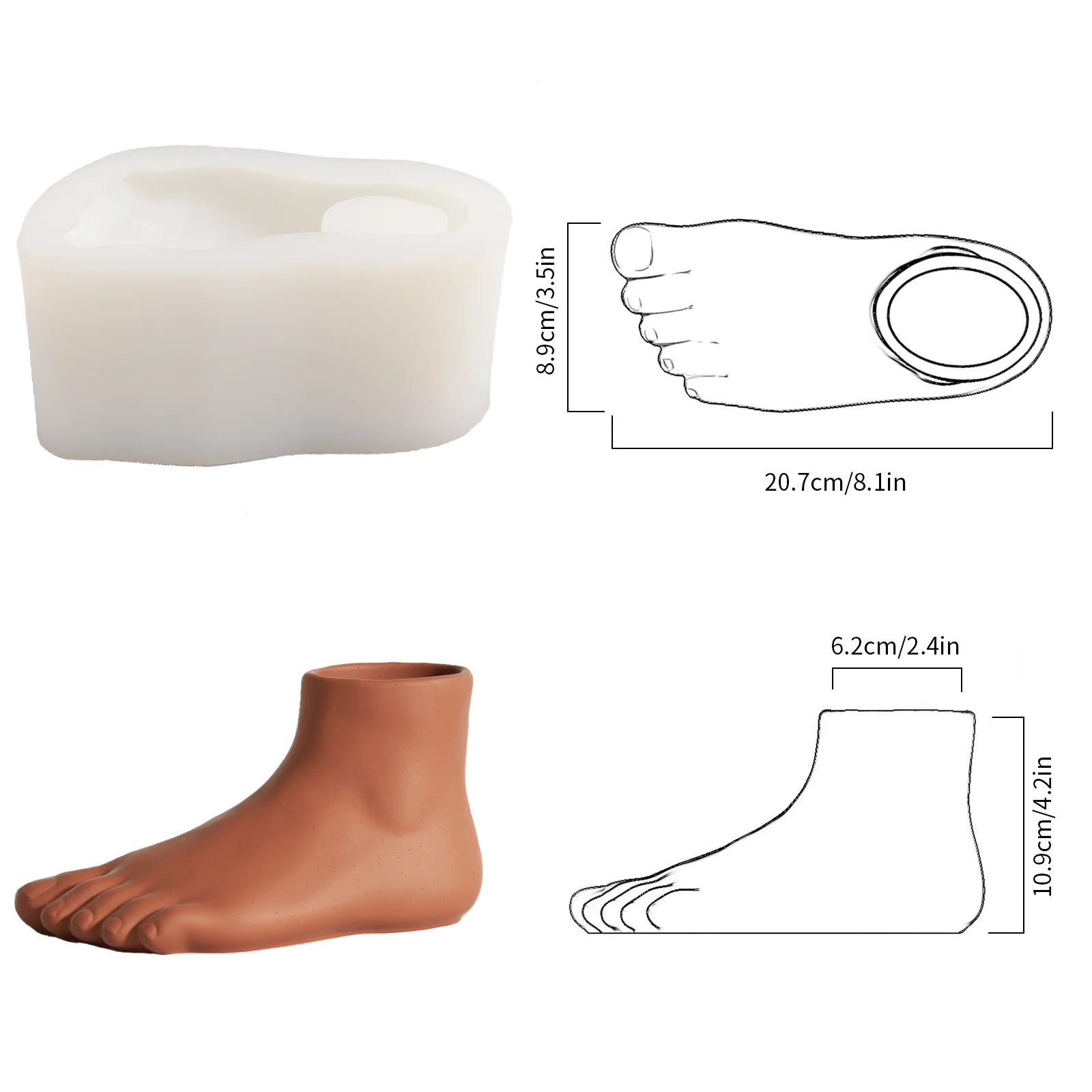 Foot Shaped Concrete Vase Planter Silicone Mold - Image 7