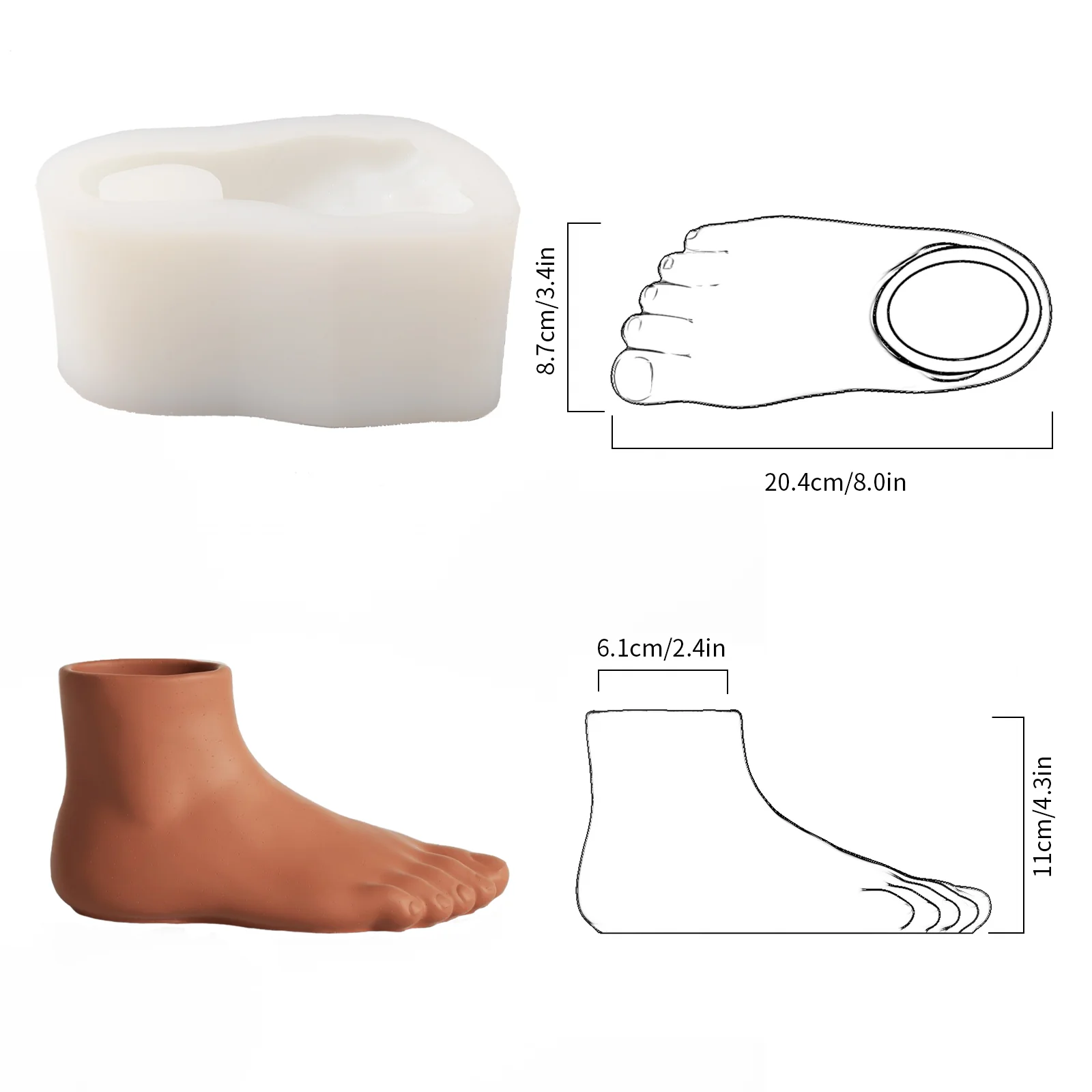 Foot Shaped Concrete Vase Planter Silicone Mold - Image 8
