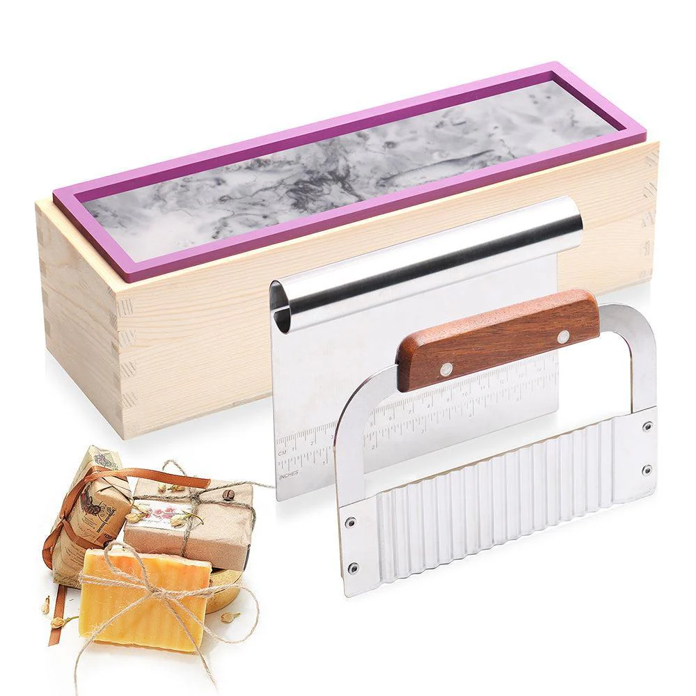 42oz Silicone Rectangle Soap Loaf Mould with 2 Cutters Set