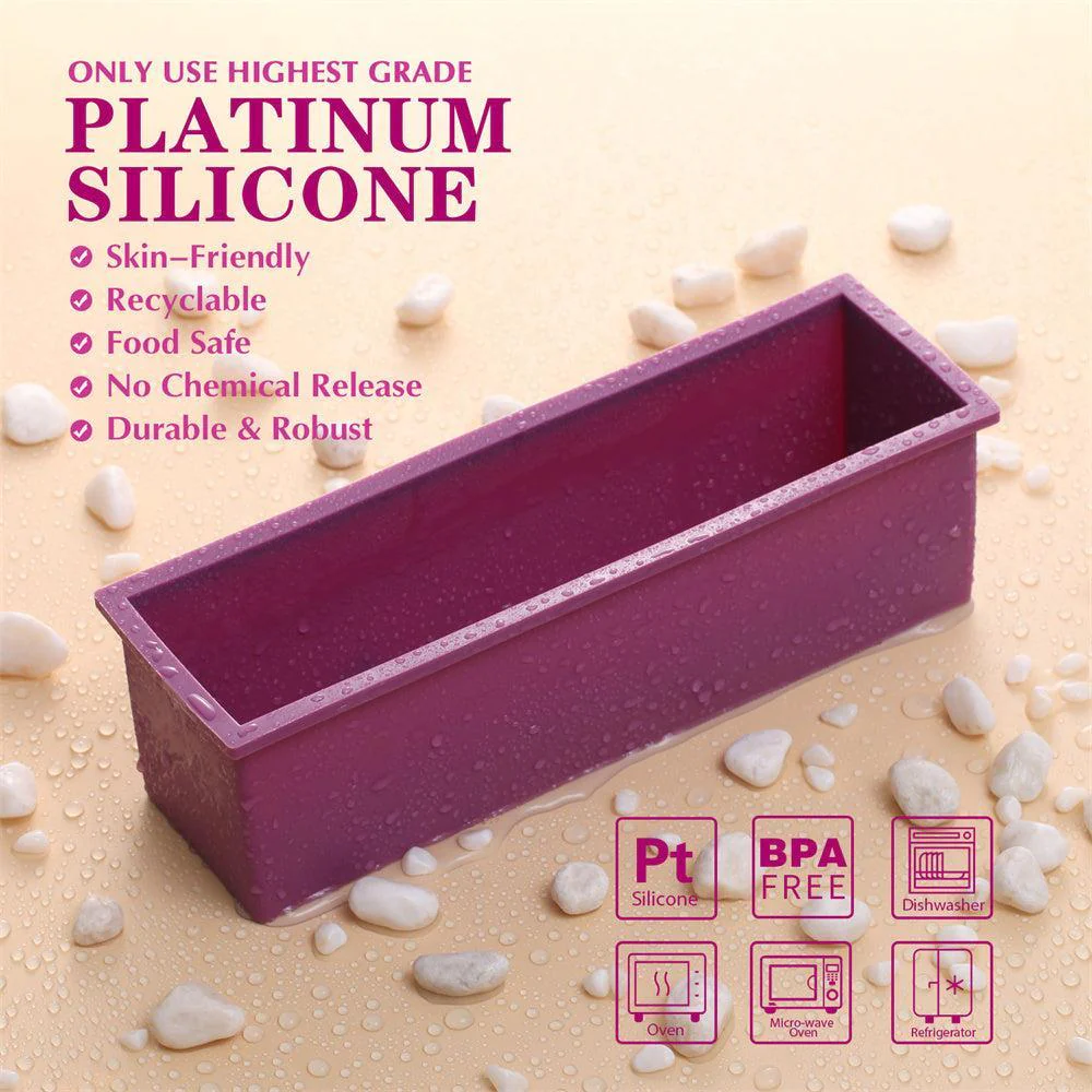 42oz Silicone Rectangle Soap Loaf Mould with 2 Cutters Set - Image 5