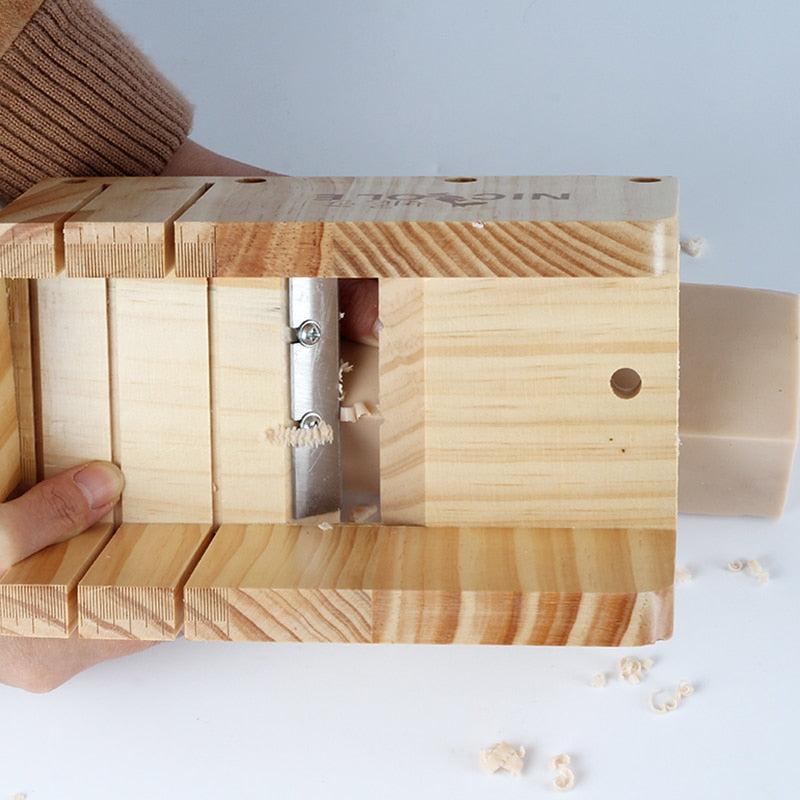 Nicole Soap Cutter Tool Set-3 Adjustable Wood Loaf Cutting Box with Stainless Steel Wavy & Straight Blade - Image 5