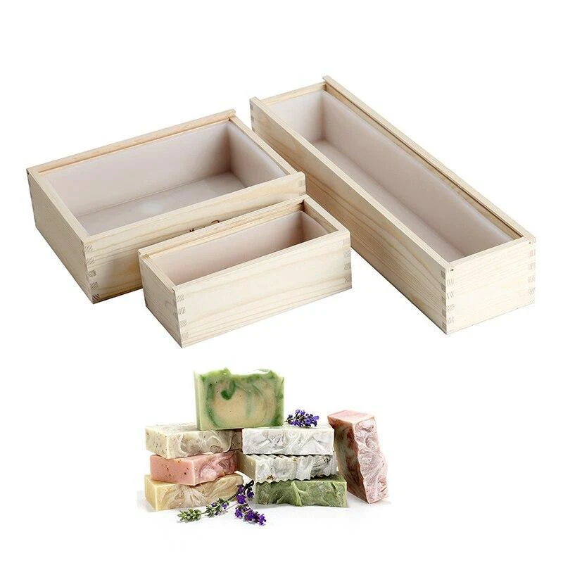 Nicole Silicone Loaf Soap Mold with Wooden Box - Image 3