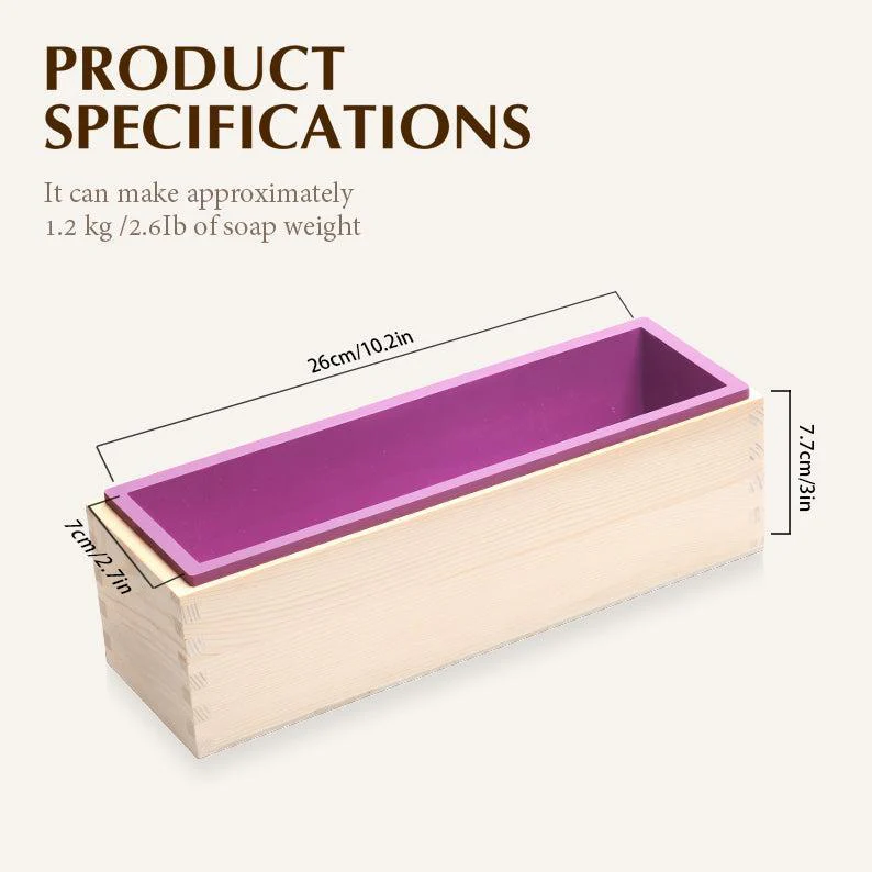 Nicole Silicone Loaf Soap Mold with Wooden Box - Image 8
