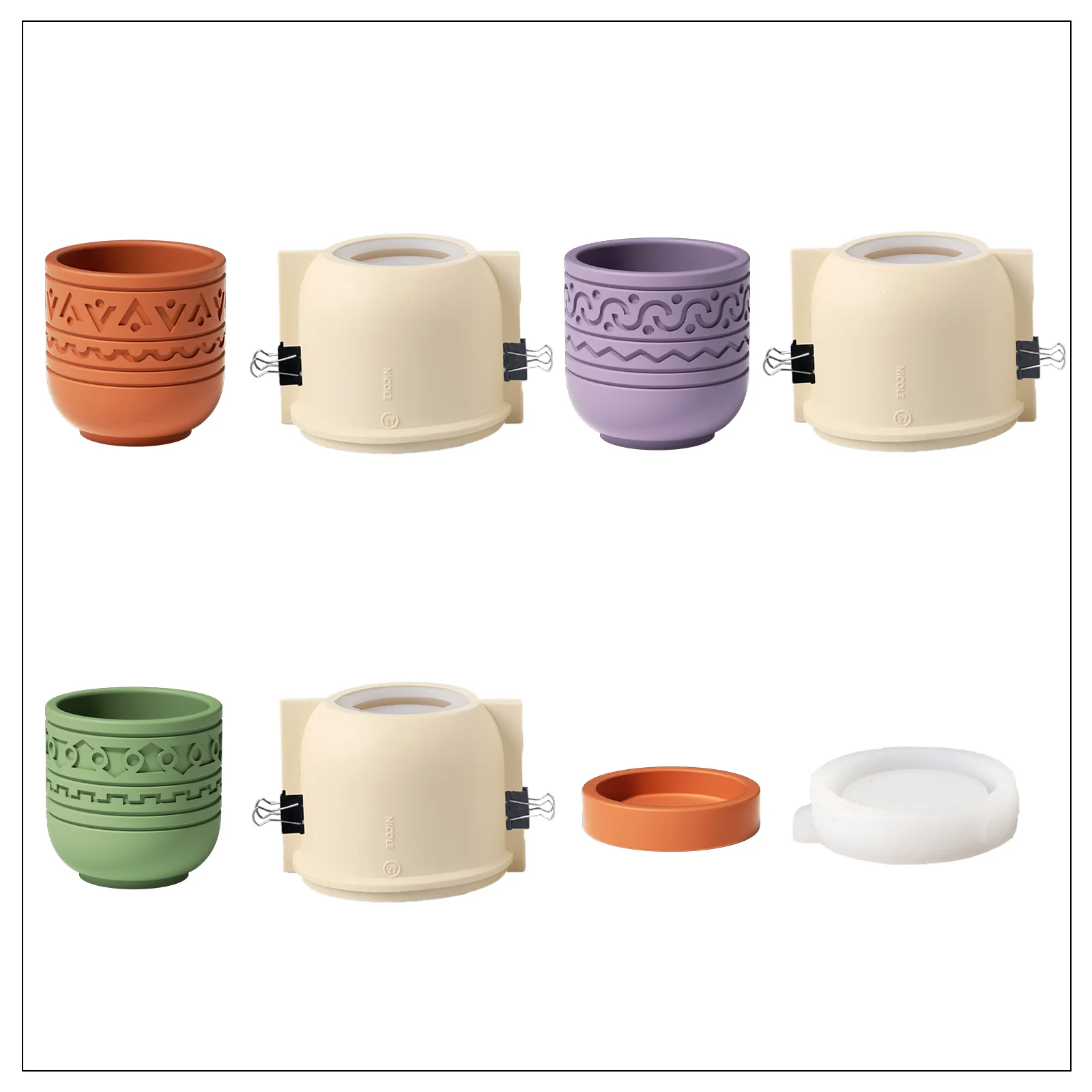 Concrete Pattern Plant Pot and Tray Silicone Mold - Image 13