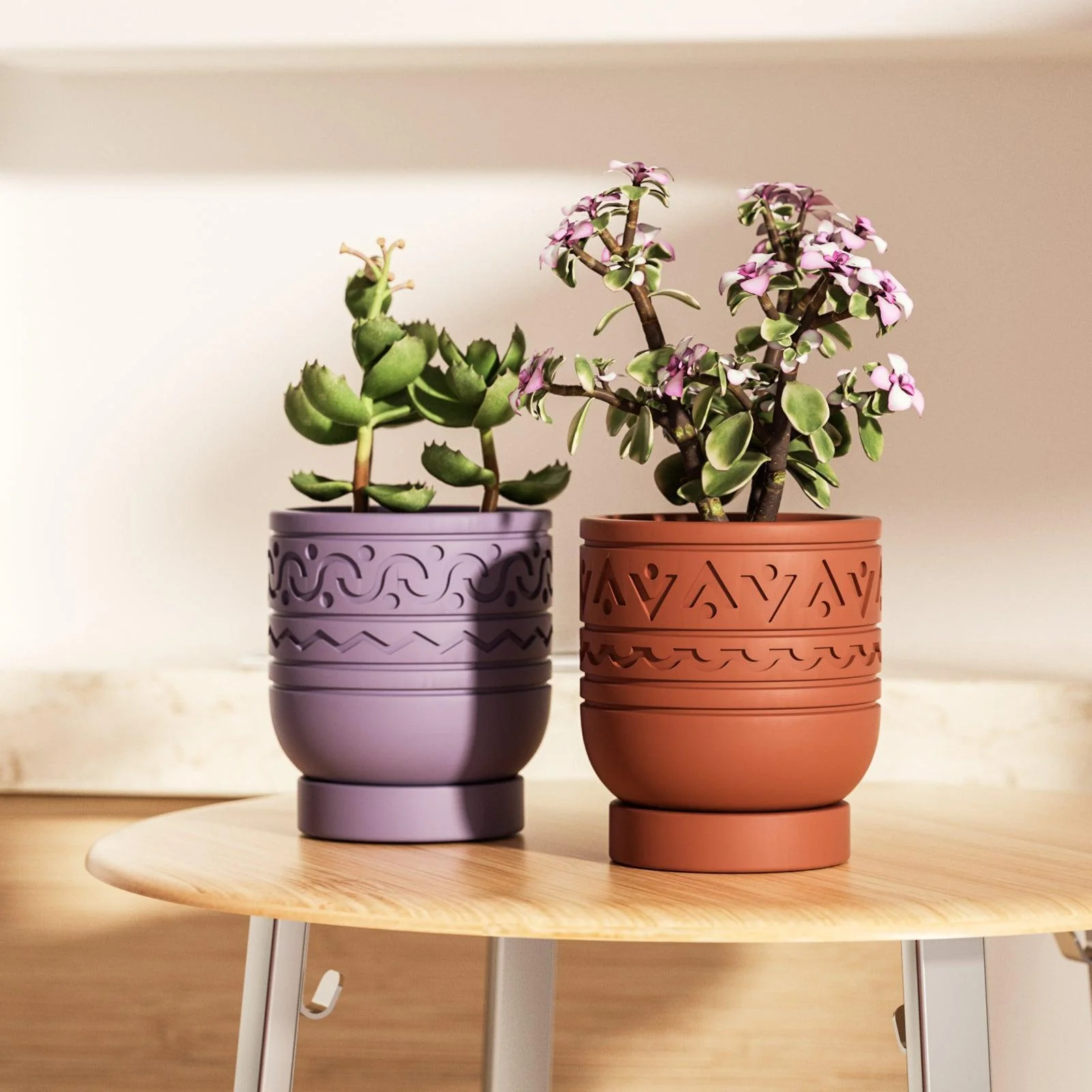 Concrete Pattern Plant Pot and Tray Silicone Mold - Image 6