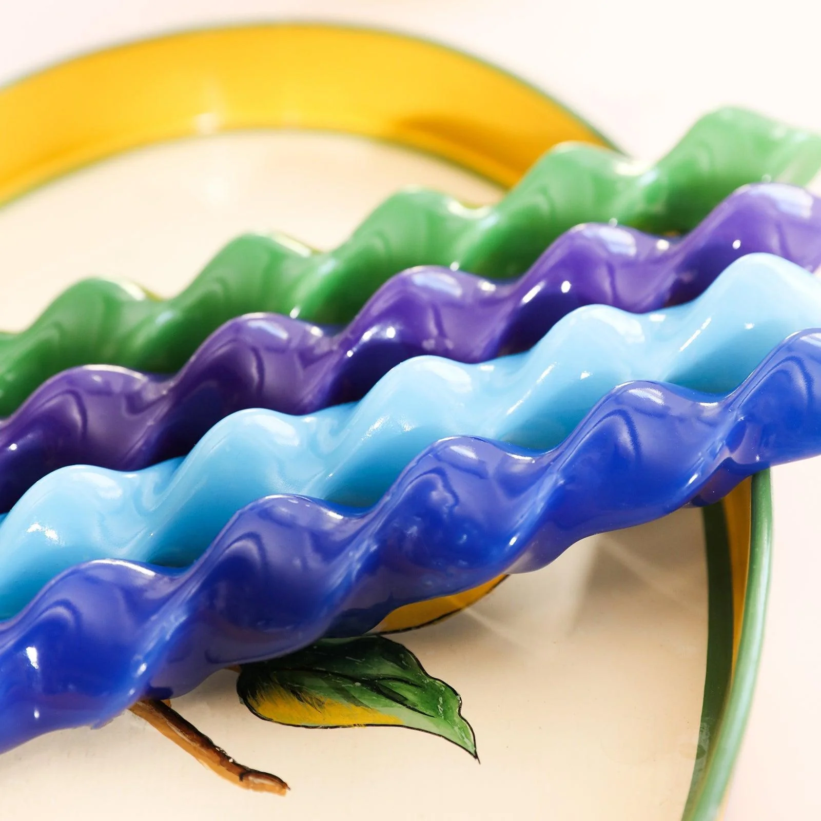 PLAY Spiral Taper Candle - Set of 4 - Sky Blue & Green & Blue& Purple - Image 3