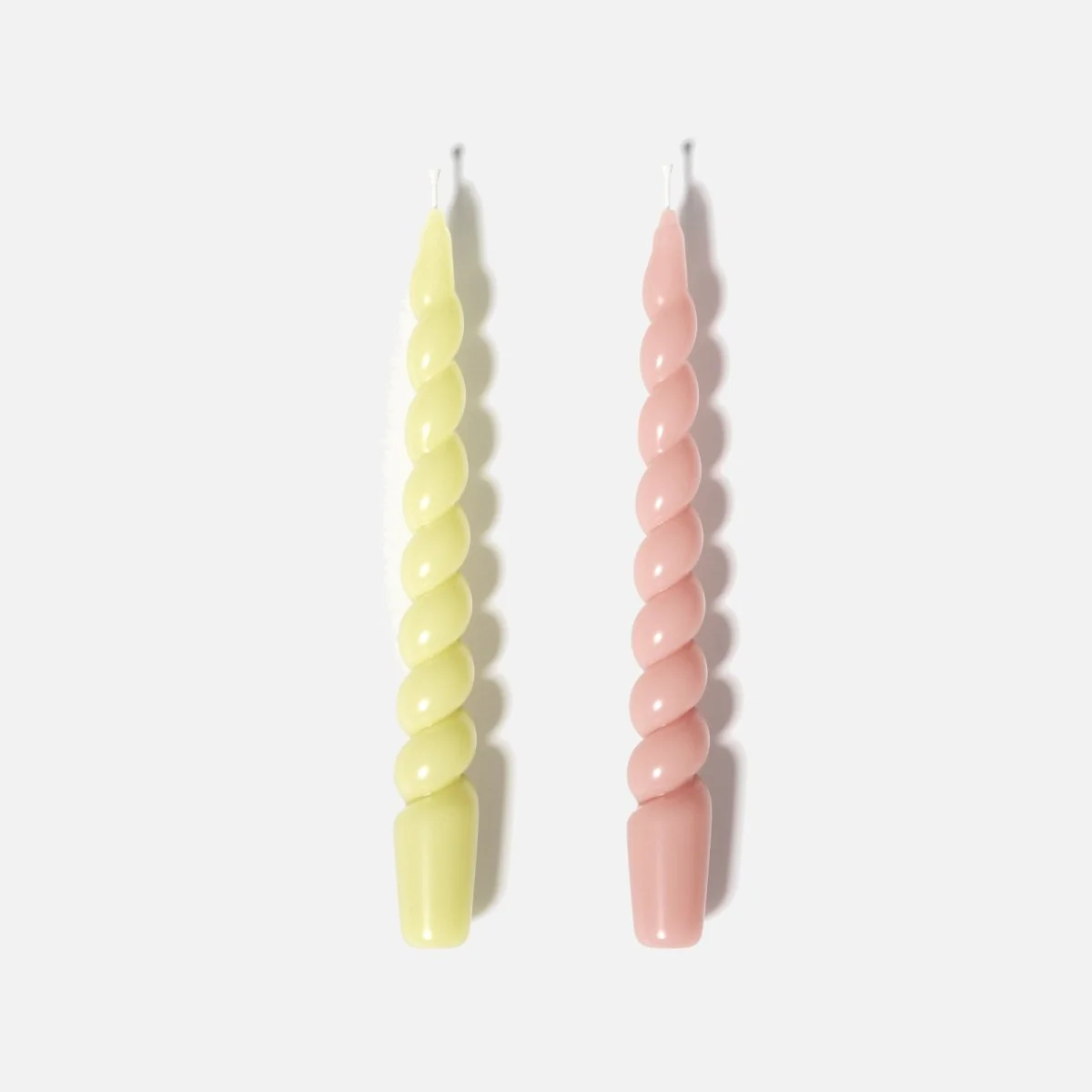 PLAY Spiral Taper Candle - Set of 2 - Pastel Pink & Lemon Yellow