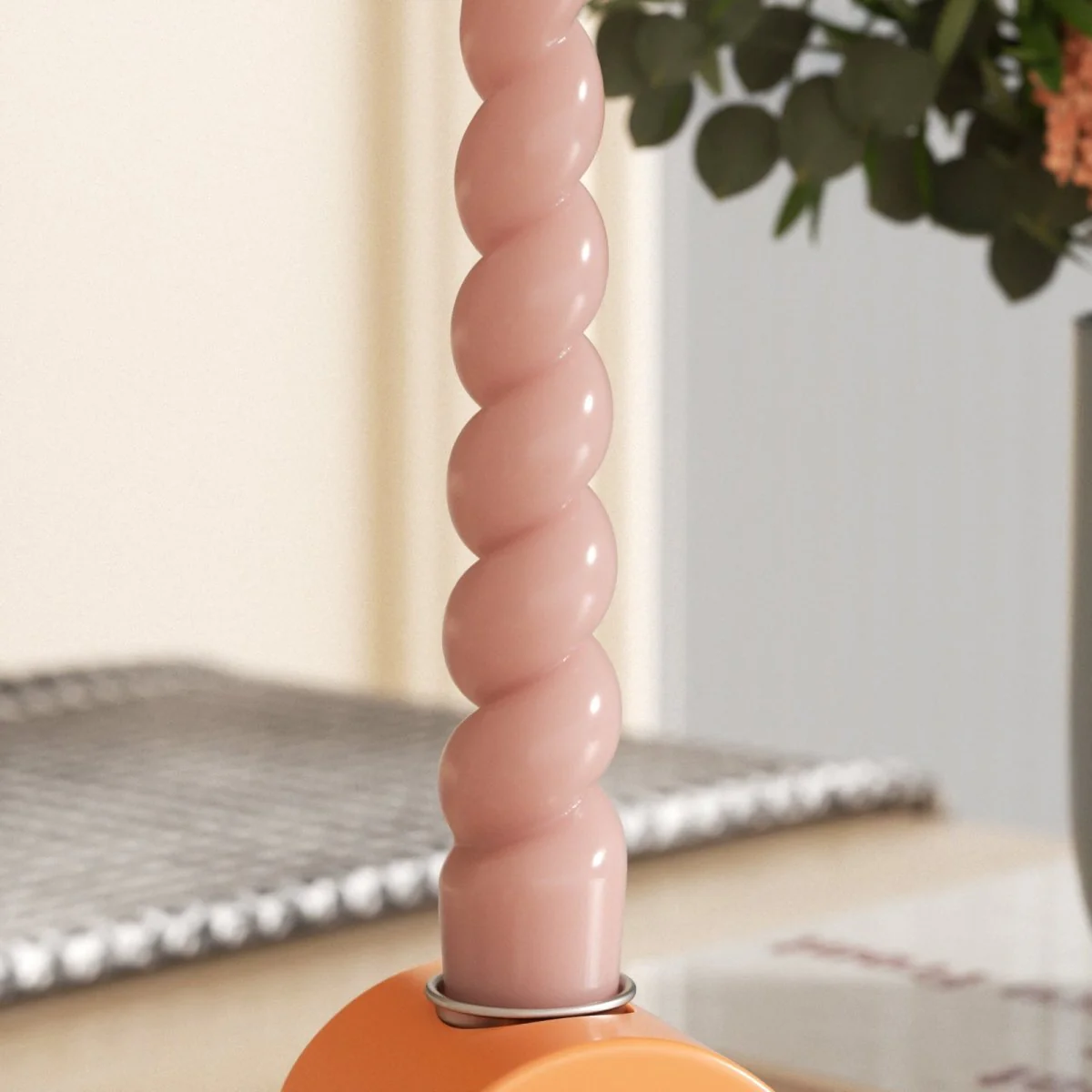 PLAY Spiral Taper Candle - Set of 2 - Pastel Pink & Lemon Yellow - Image 3