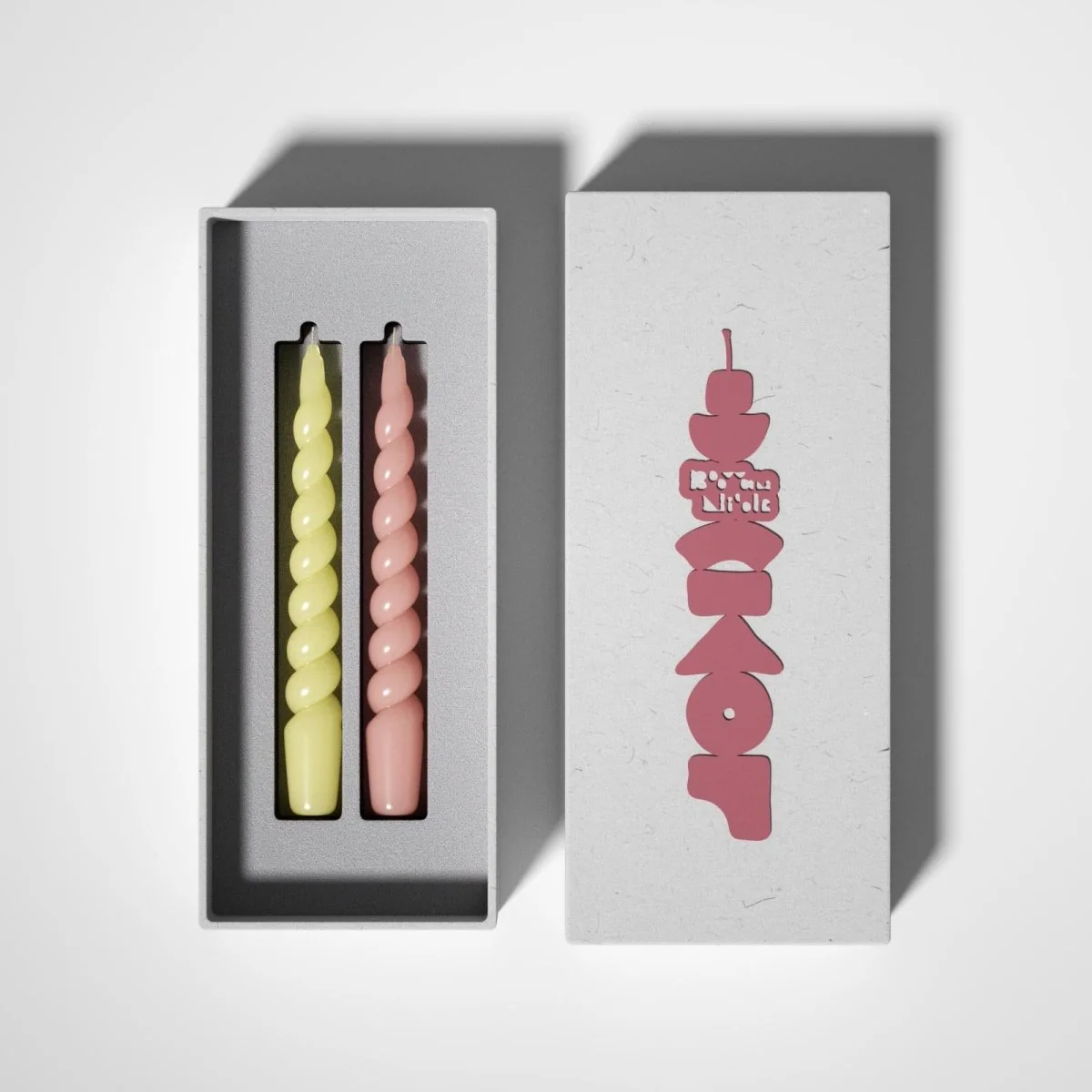PLAY Spiral Taper Candle - Set of 2 - Pastel Pink & Lemon Yellow - Image 7