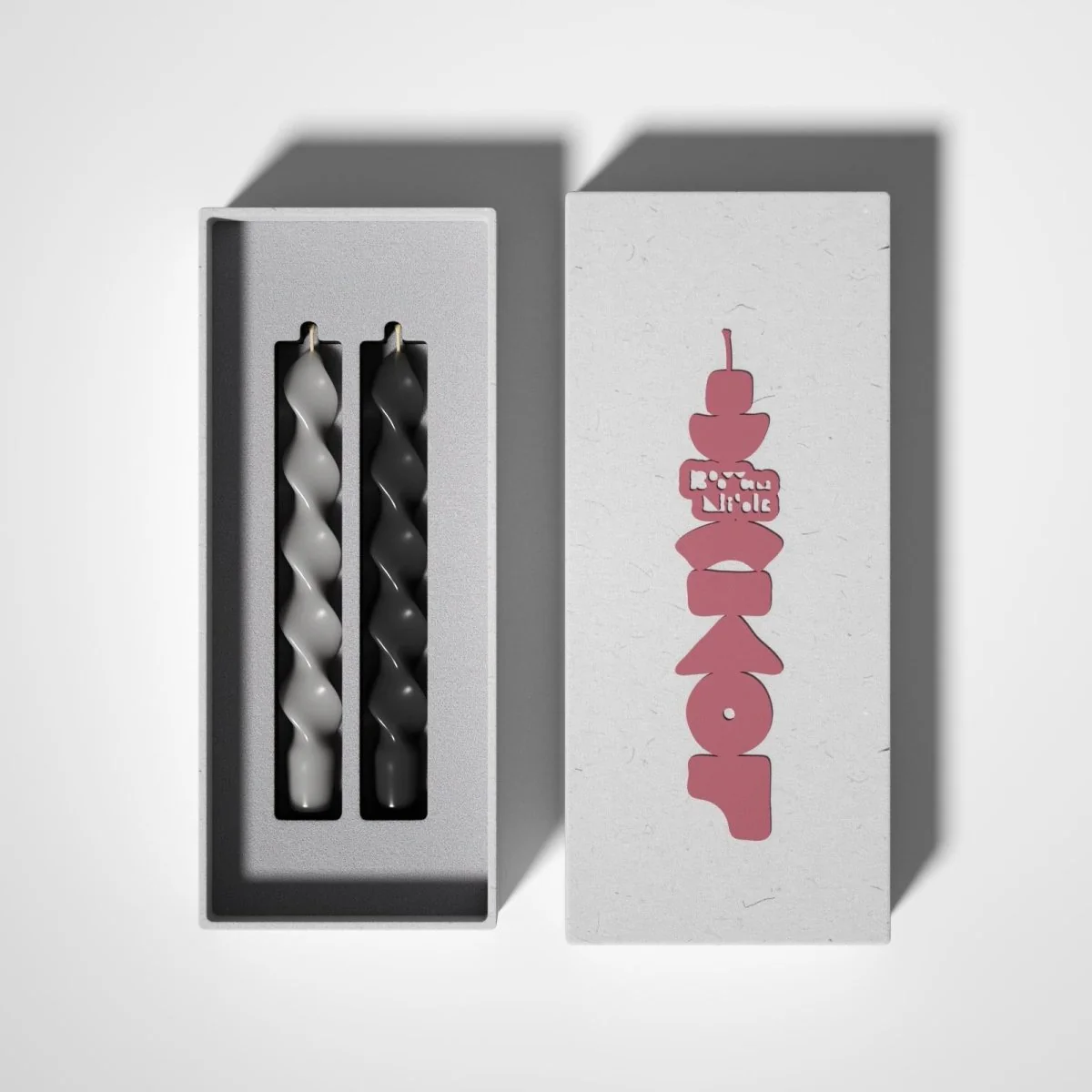 PLAY Spiral Taper Candle - Set of 2 - Midnight Ebony Black & Pebble Grey - Image 7