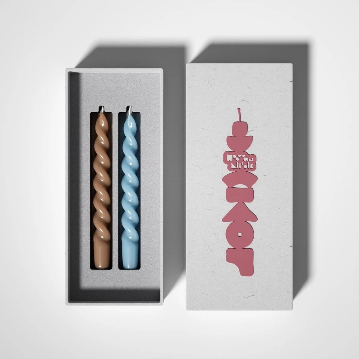 PLAY Spiral Taper Candle - Set of 2 - Morning Mist Blue & Almond Latte - Image 7
