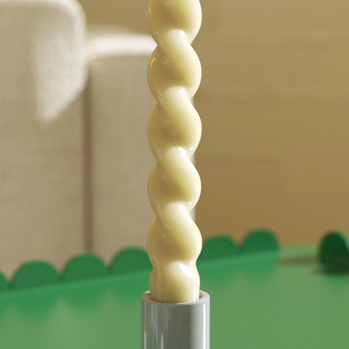 PLAY Spiral Taper Candle - Set of 2 - Buttercream Yellow & Chestnut Brown - Image 3