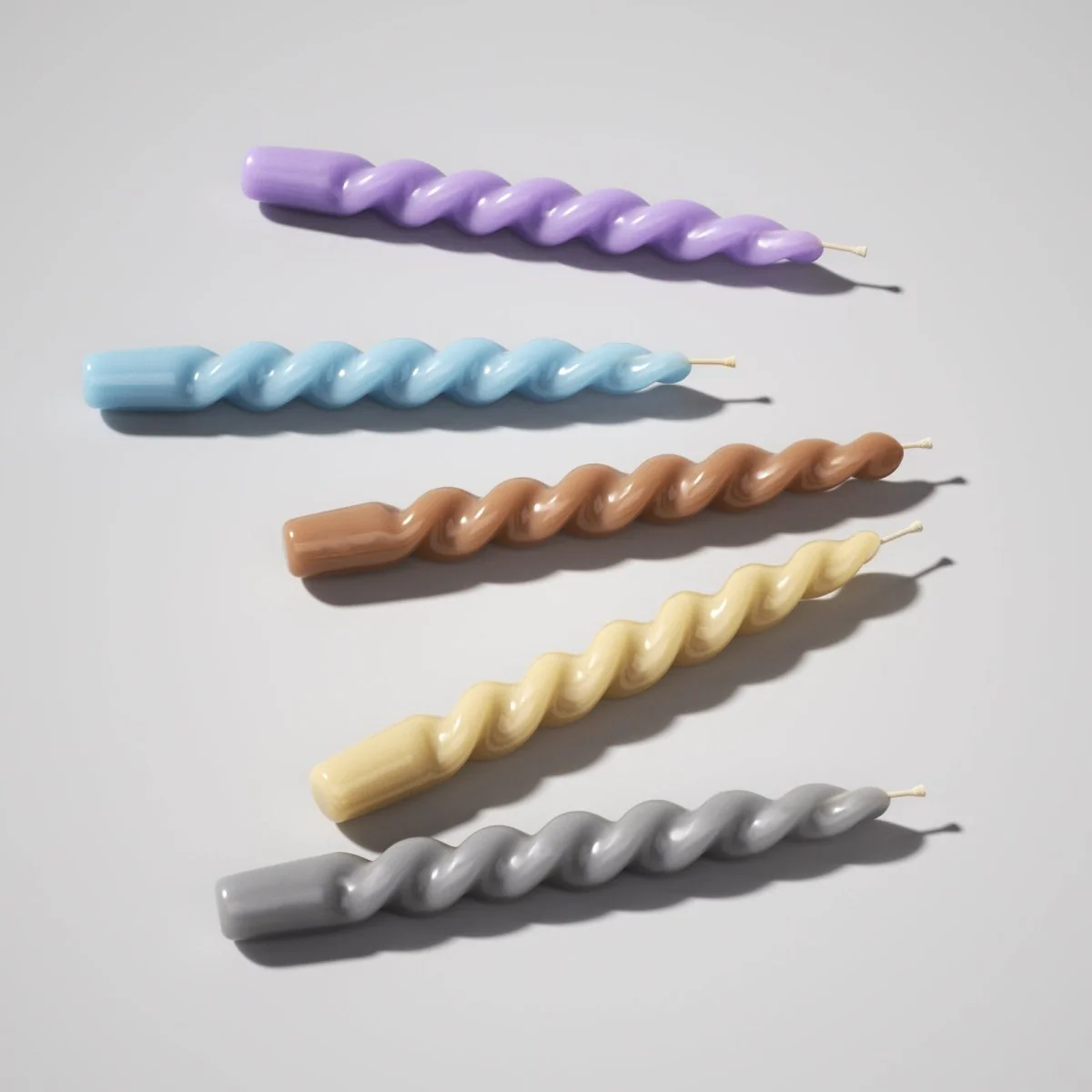 PLAY Spiral Taper Candle - Set of 2 - Buttercream Yellow & Chestnut Brown - Image 6